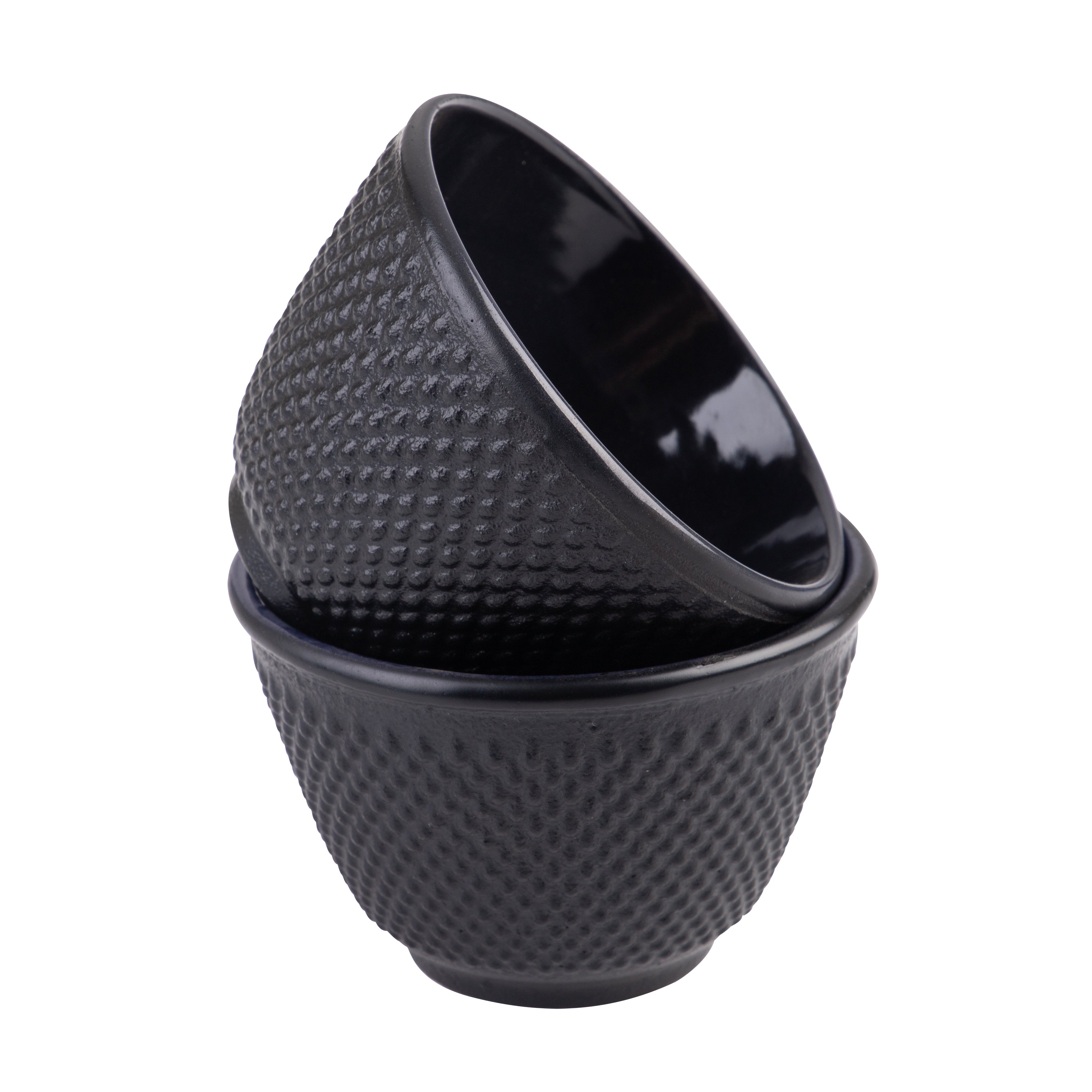 Teaology Cast Iron Tea Cup Set of 2 – 120 ml Fine Hobnail (Black)