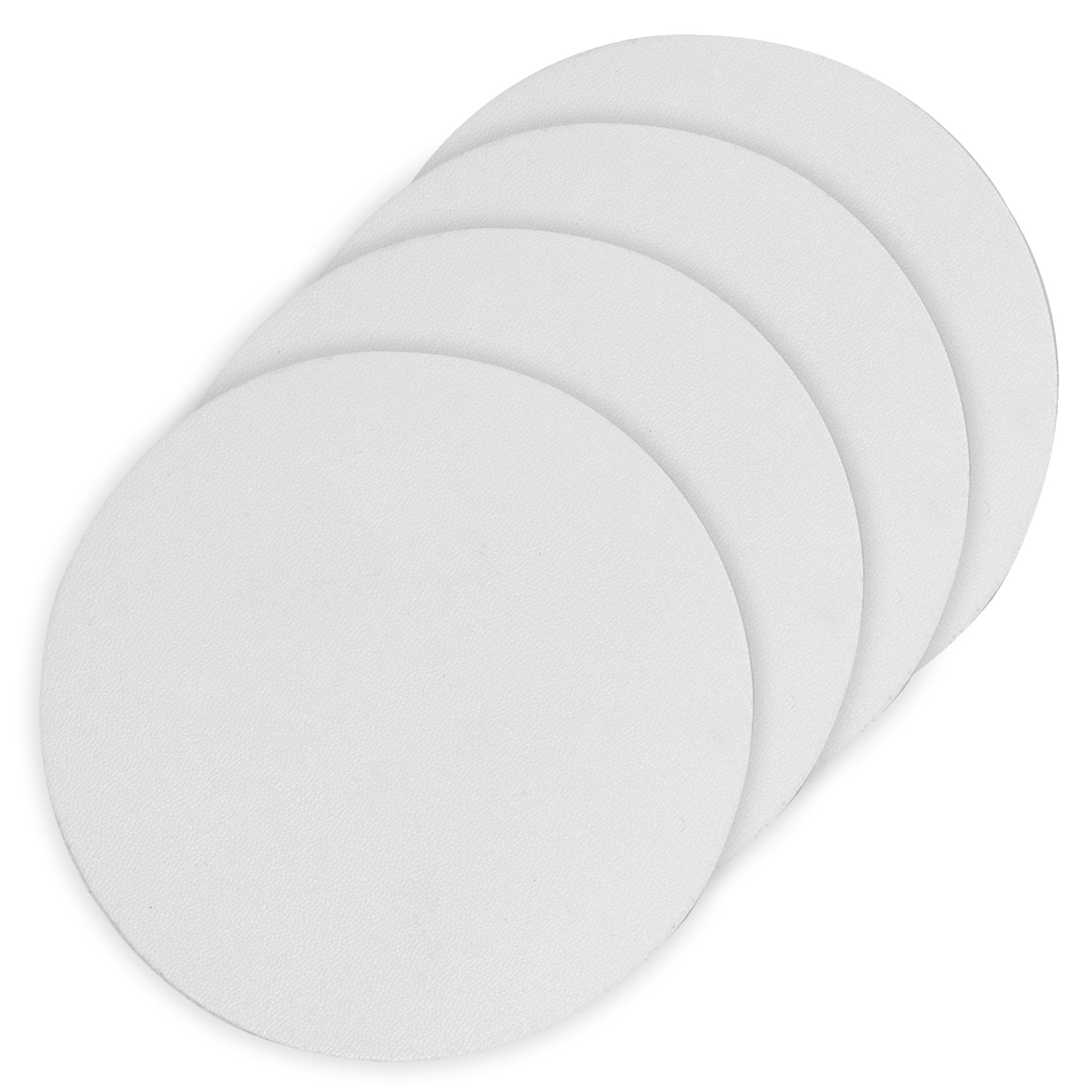Ladelle Hugo Round White Vinyl 4pk Coaster