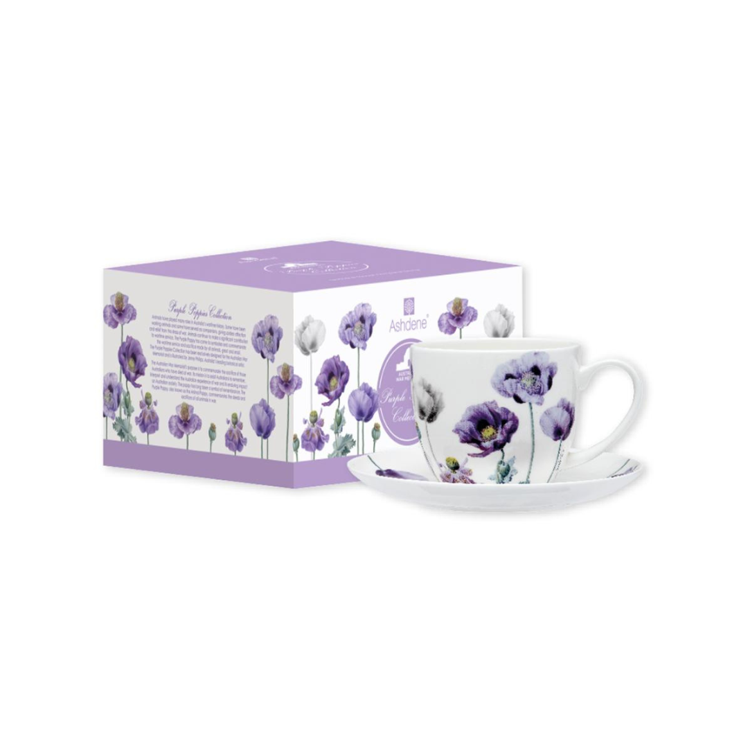 Ashdene Purple Poppies AWM Cup & Saucer