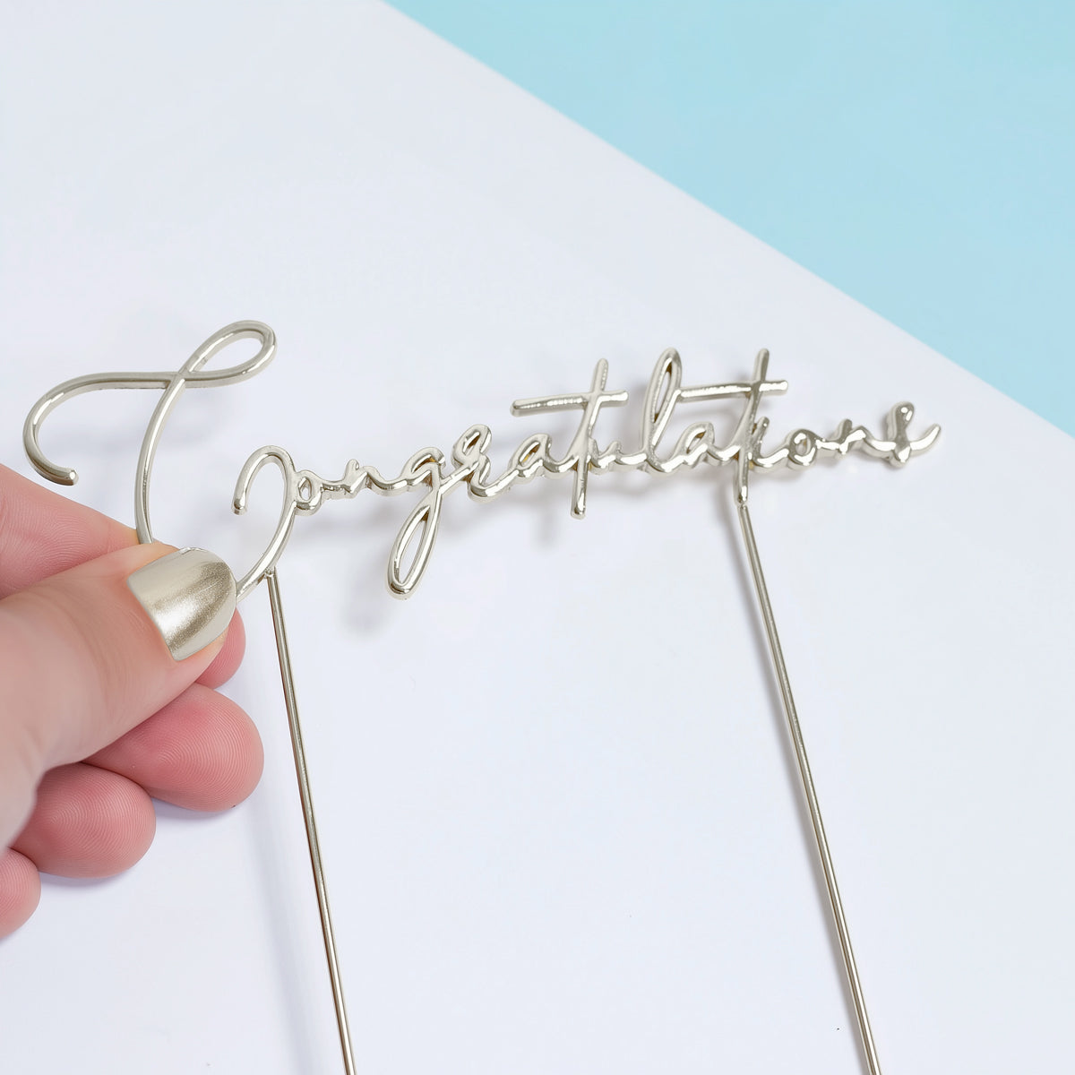 Cake & Candle Metal Cake Topper Congratulations Silver