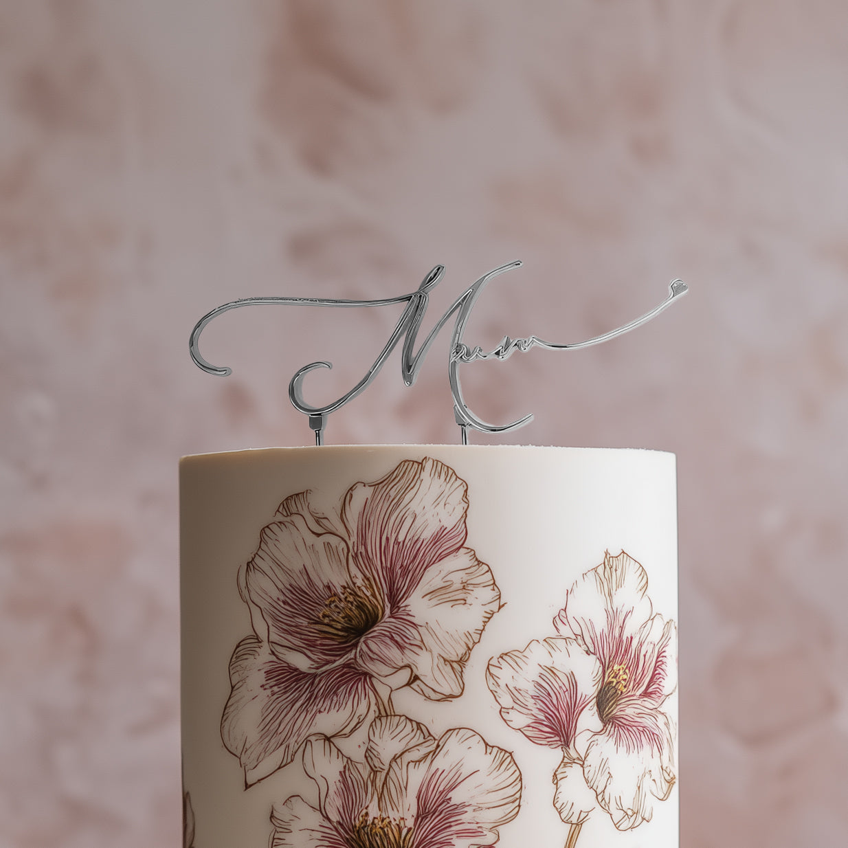 Cake & Candle Metal Cake Topper Mum Silver