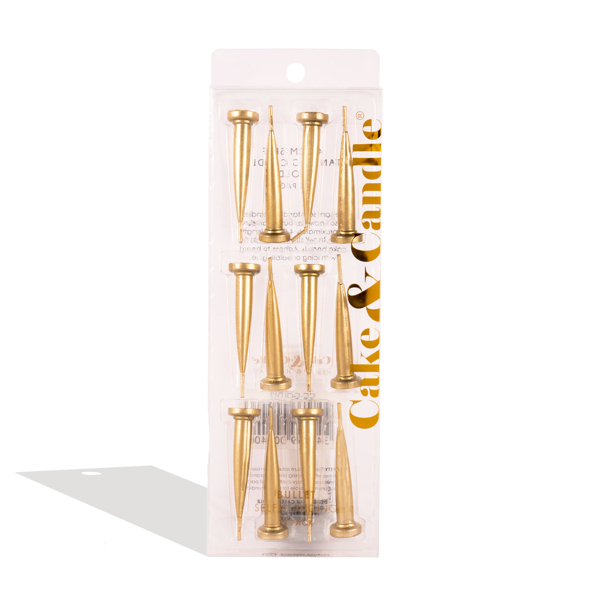 Cake & Candle Bullet Candles Gold 12 Pack