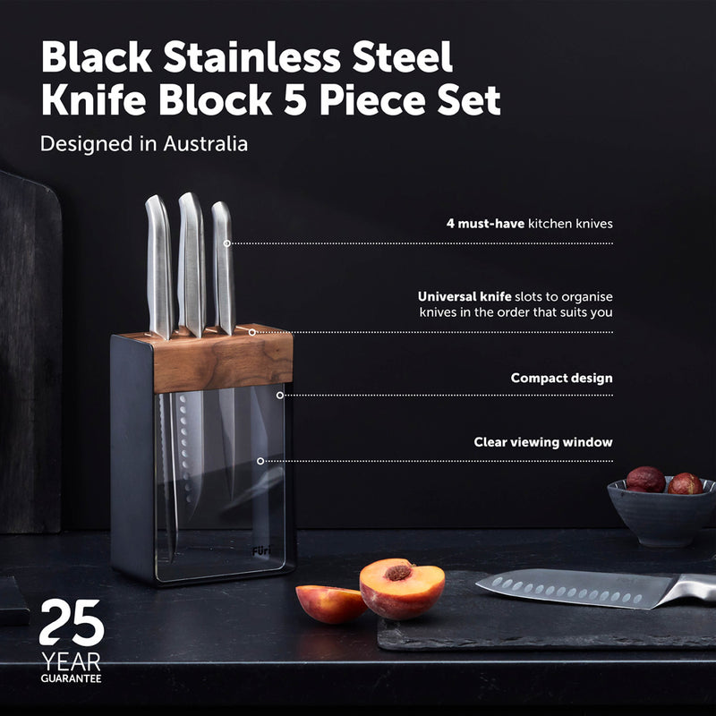 Furi Pro Limited Edition Black 5 Piece Knife Block Set