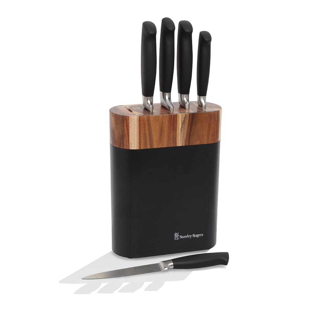 Stanley Rogers Black Oval 6 Piece Knife Block Set