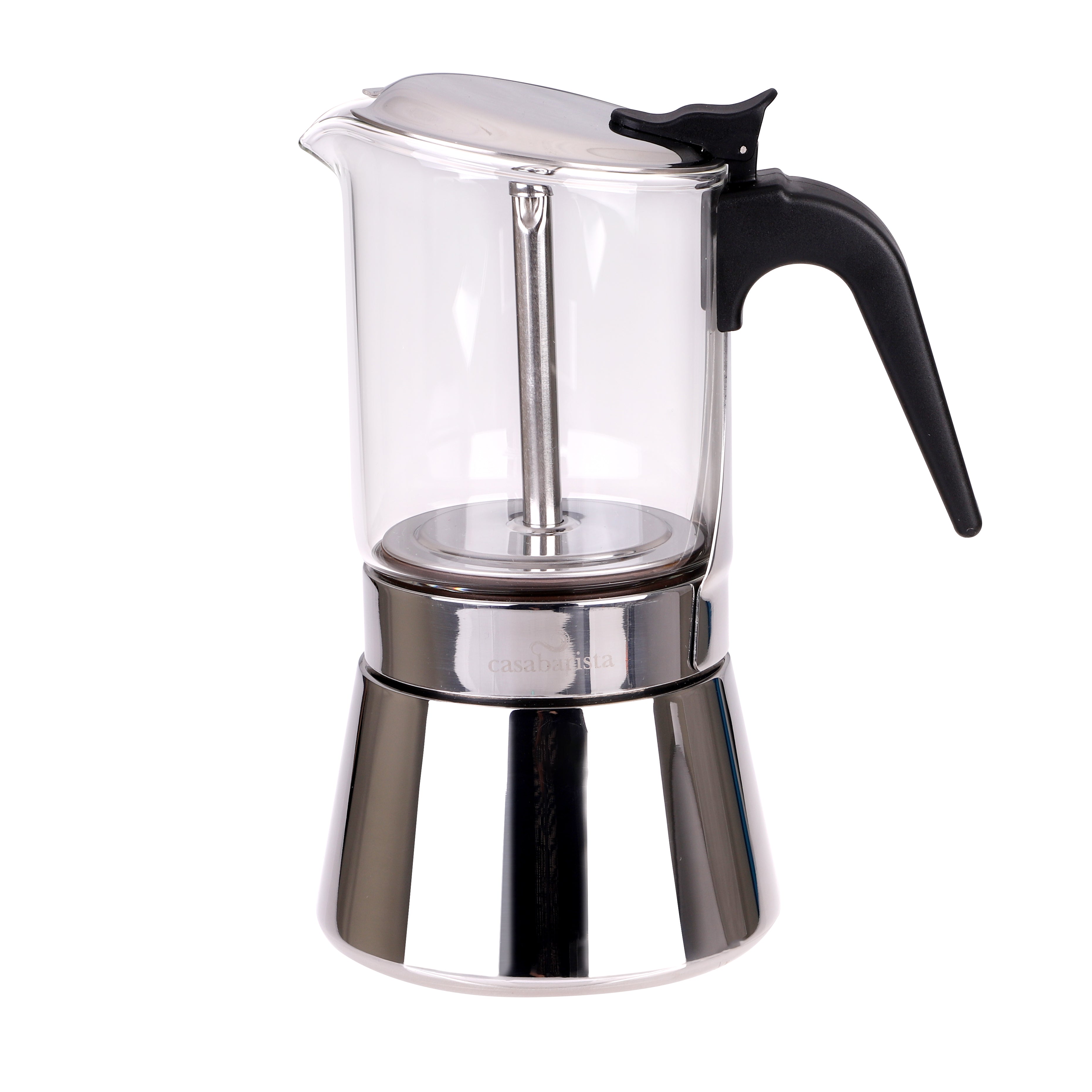 Casabarista Capri 3 Cup Glass Top Stainless Steel Espresso Maker