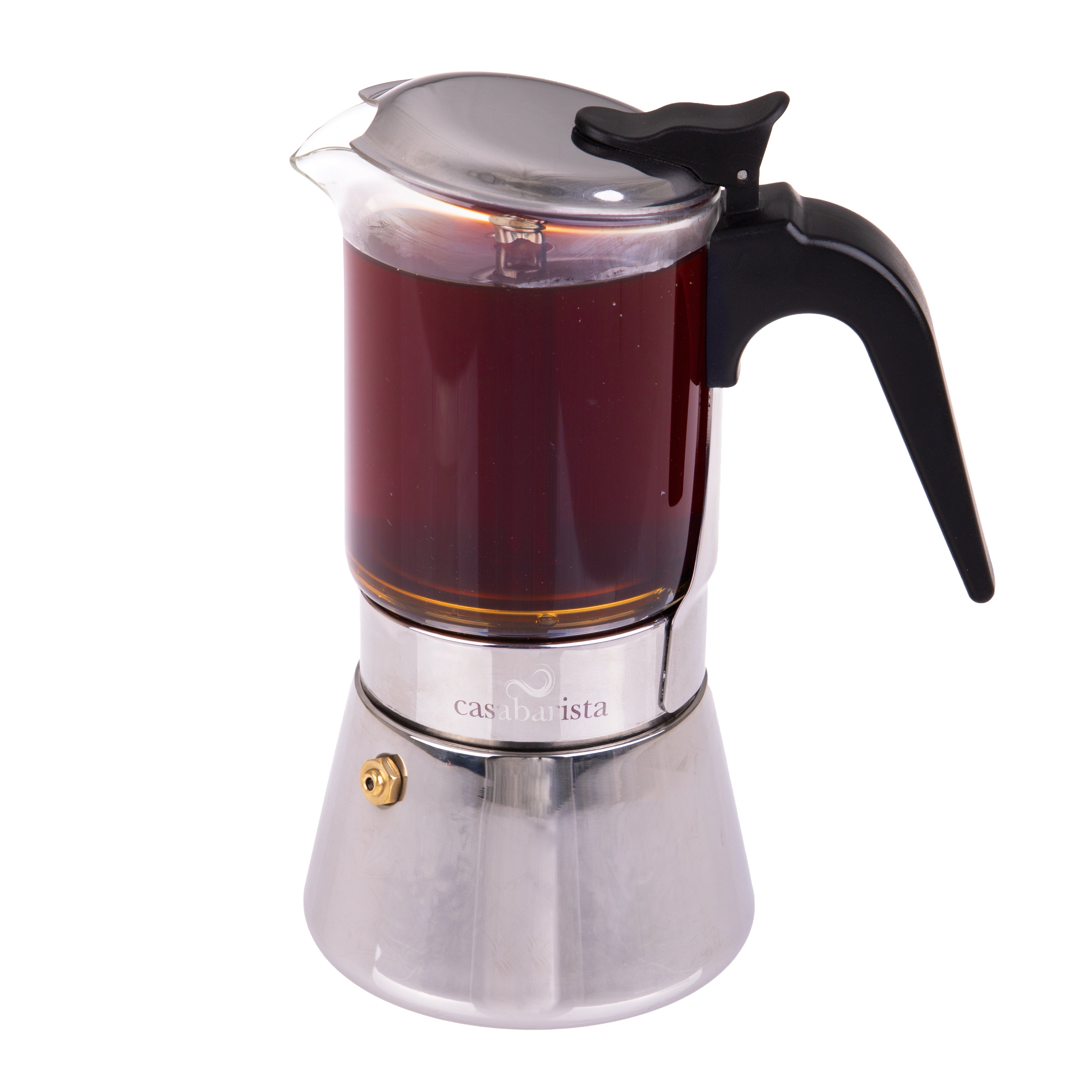 Casabarista Capri 3 Cup Glass Top Stainless Steel Espresso Maker