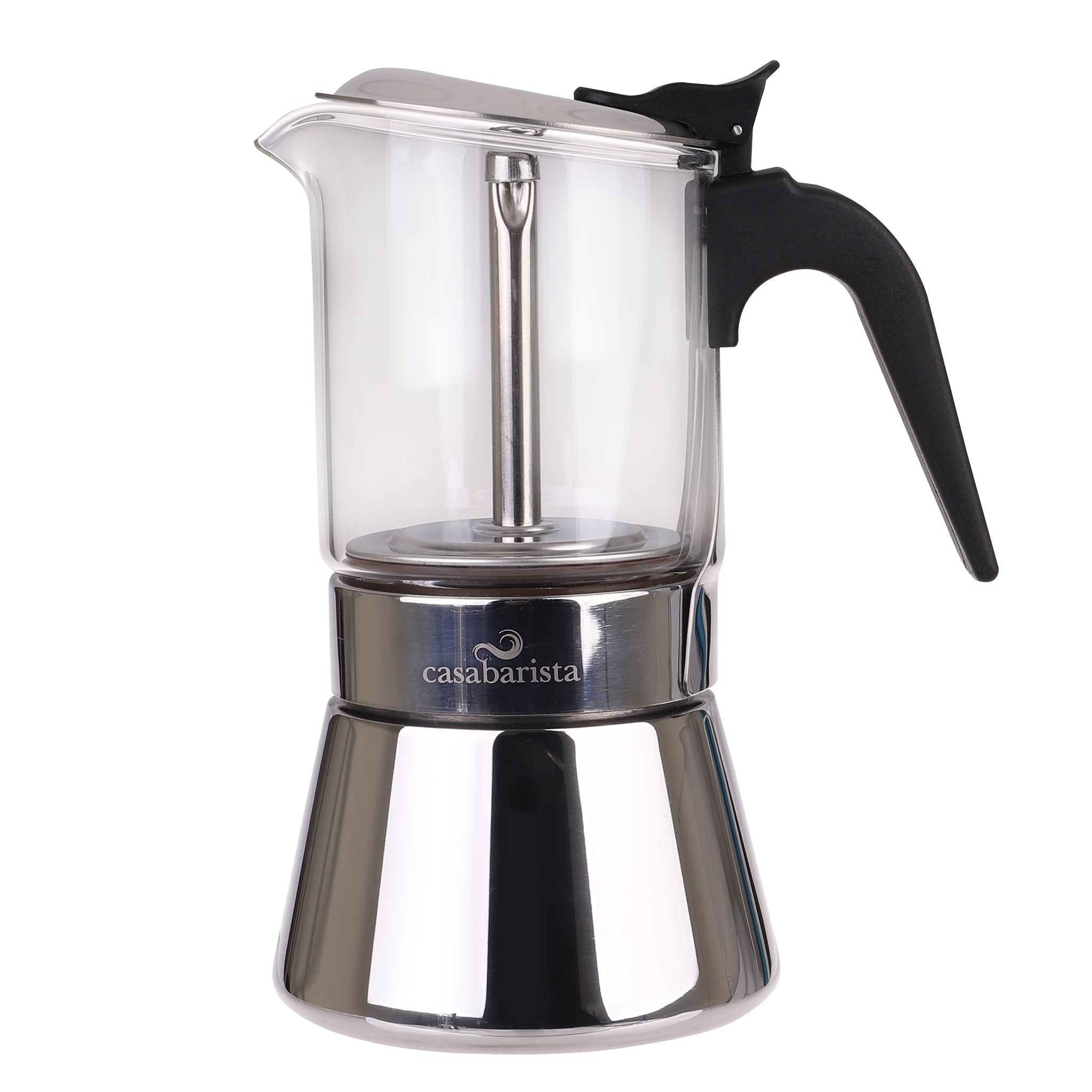 Casabarista Capri 3 Cup Glass Top Stainless Steel Espresso Maker