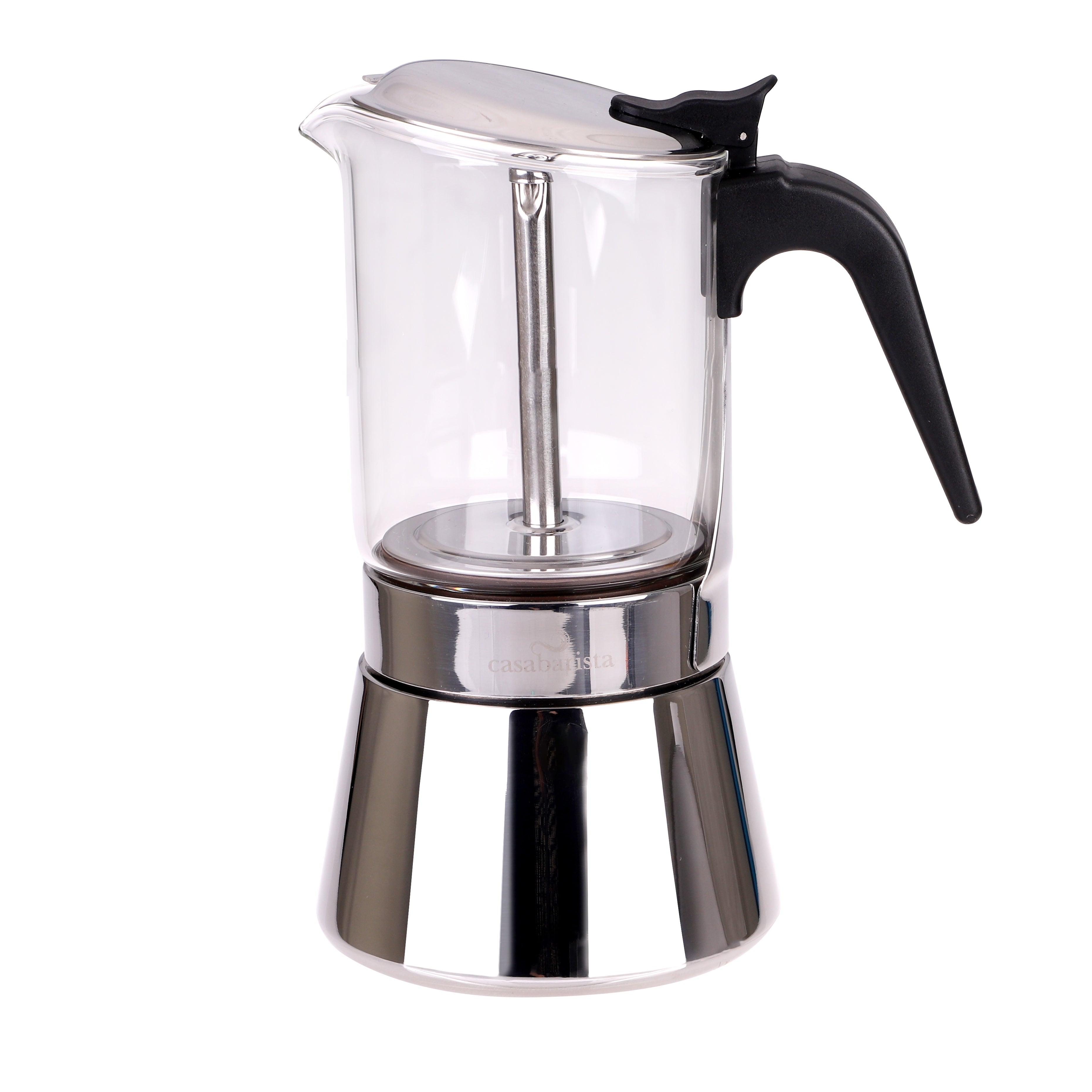 Casabarista Capri 6 Cup Glass Top Stainless Steel Espresso Maker