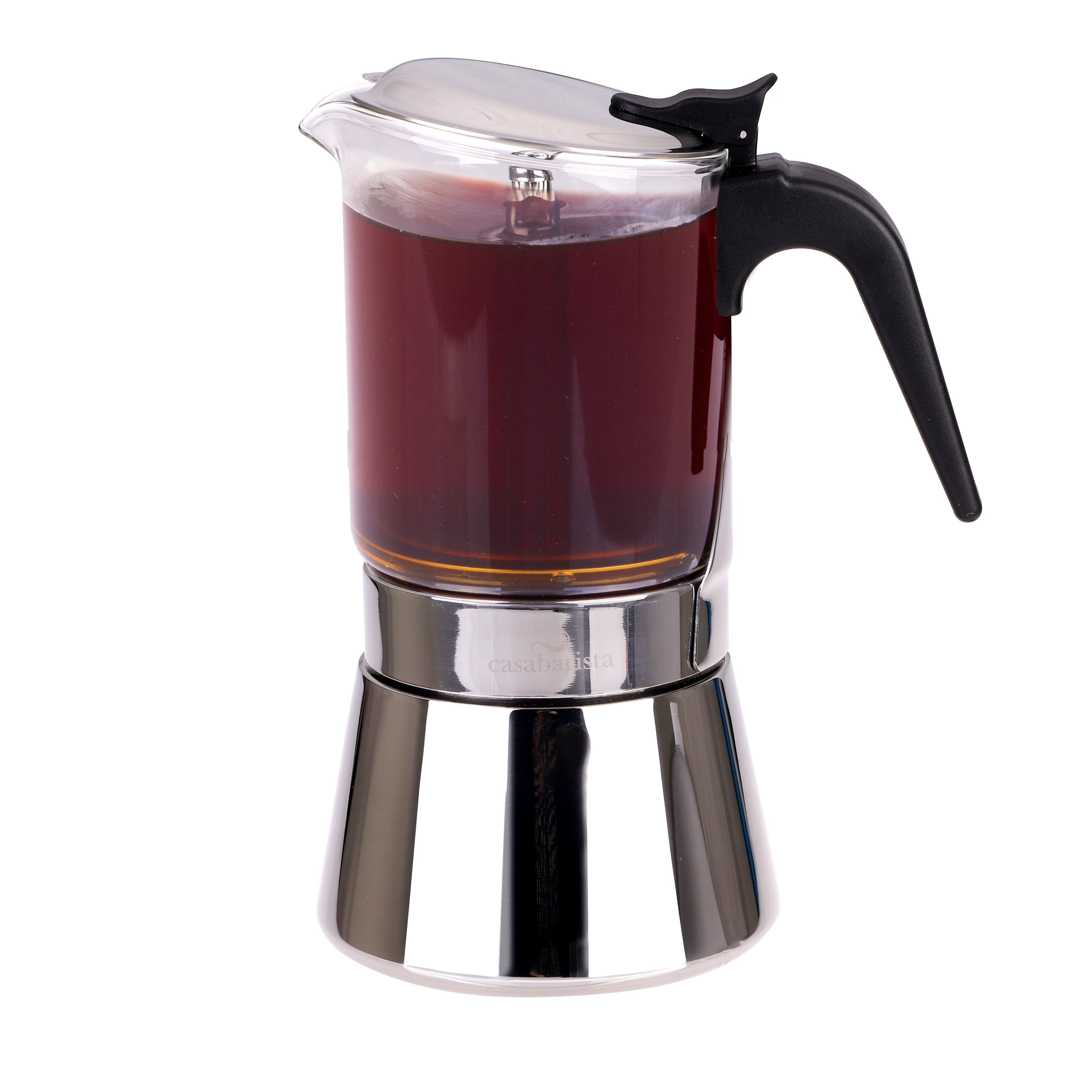 Casabarista Capri 6 Cup Glass Top Stainless Steel Espresso Maker