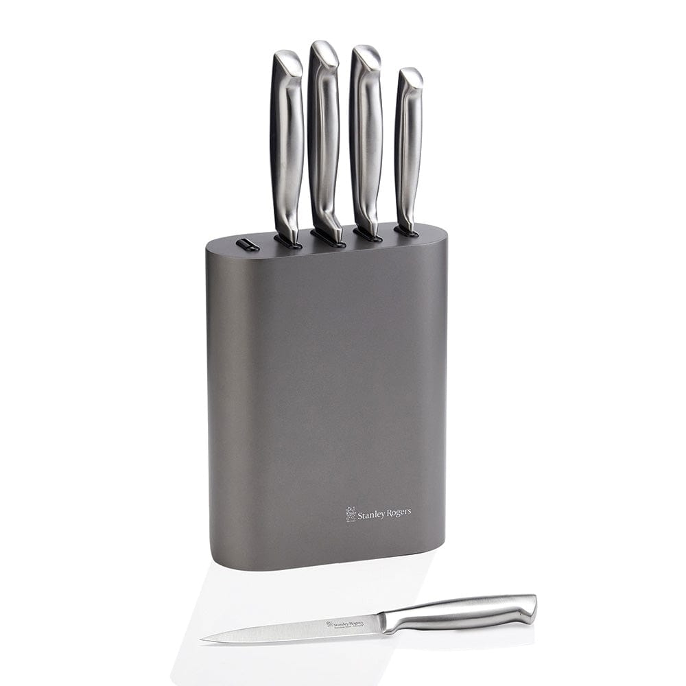 Stanley Rogers Oval Metallic Pewter 6 Piece Knife Block Set