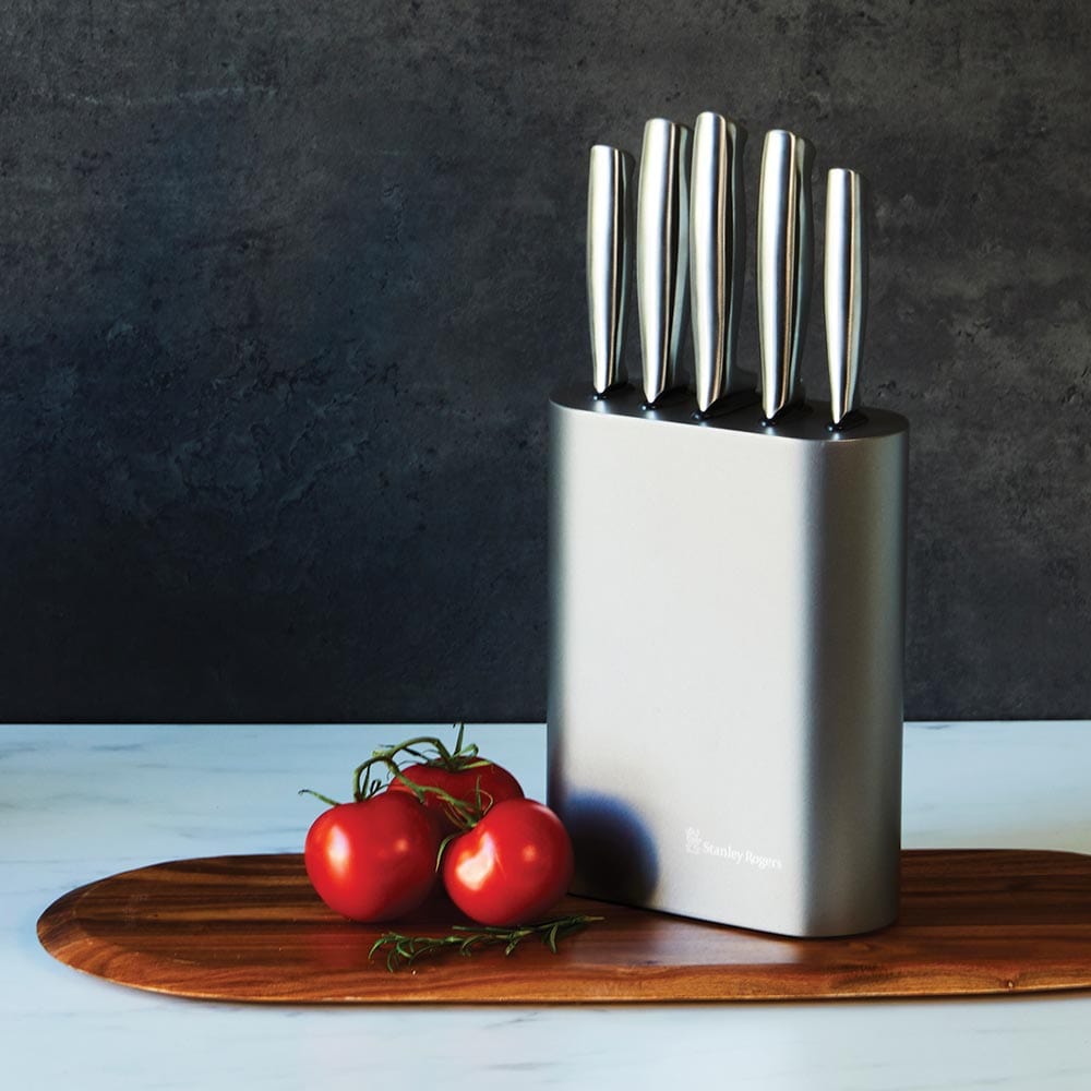 Stanley Rogers Oval Metallic Pewter 6 Piece Knife Block Set