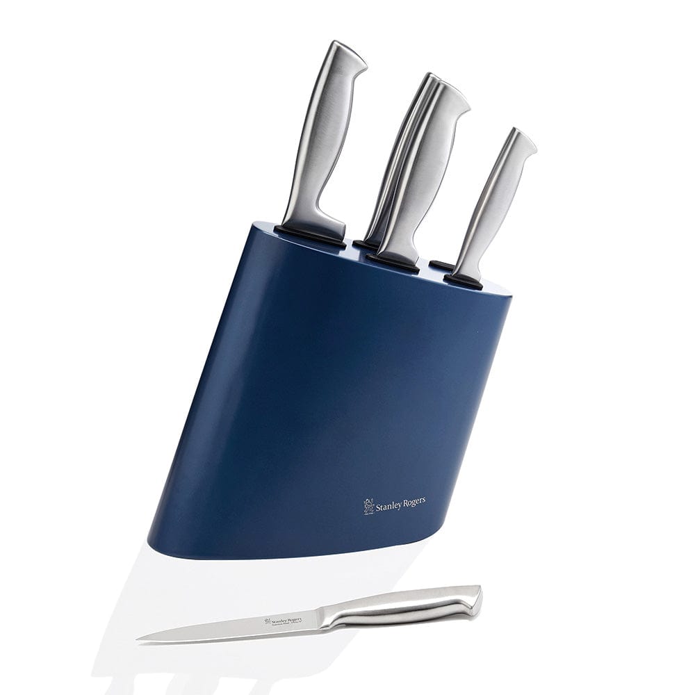 Stanley Rogers Modern Steel Metallic Baltic Blue 6 Piece Knife Block Set