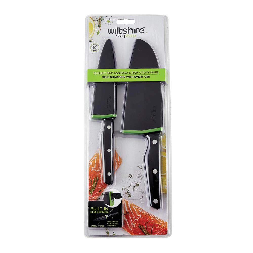 Wiltshire Staysharp Triple Rivet Santoku & Utility Knife Duo Set 2 Piece