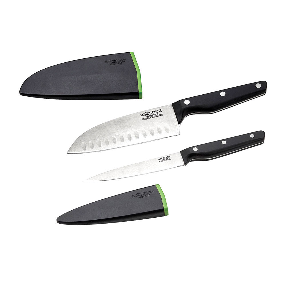 Wiltshire Staysharp Triple Rivet Santoku & Utility Knife Duo Set 2 Piece