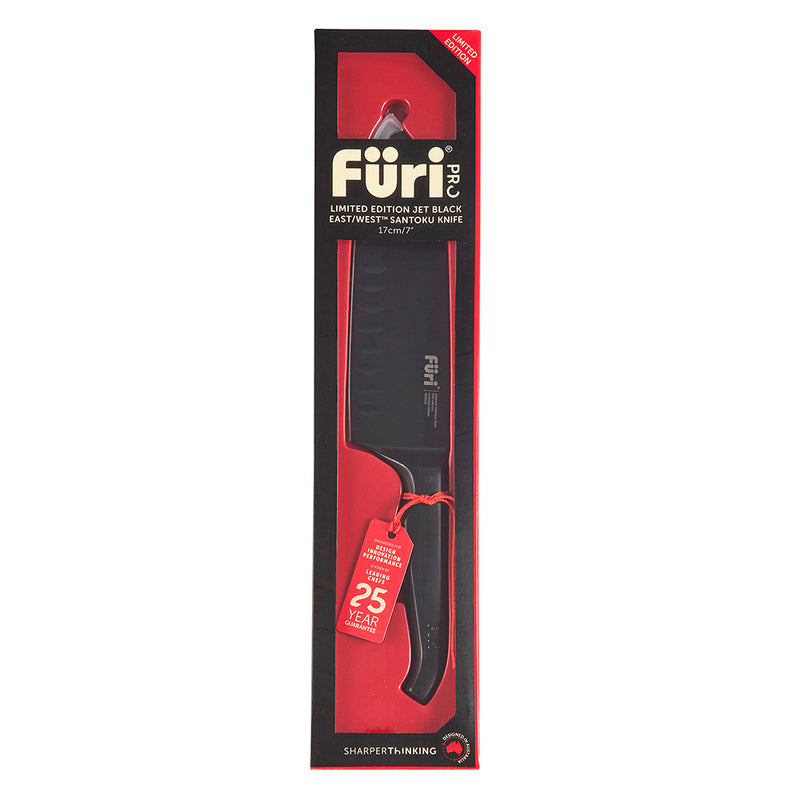 Furi Jet Black East West Santoku Knife 17cm