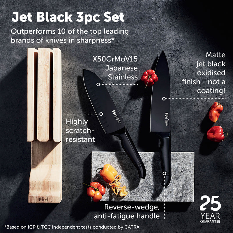 Furi Pro Jet Black 3 Piece Knife Set