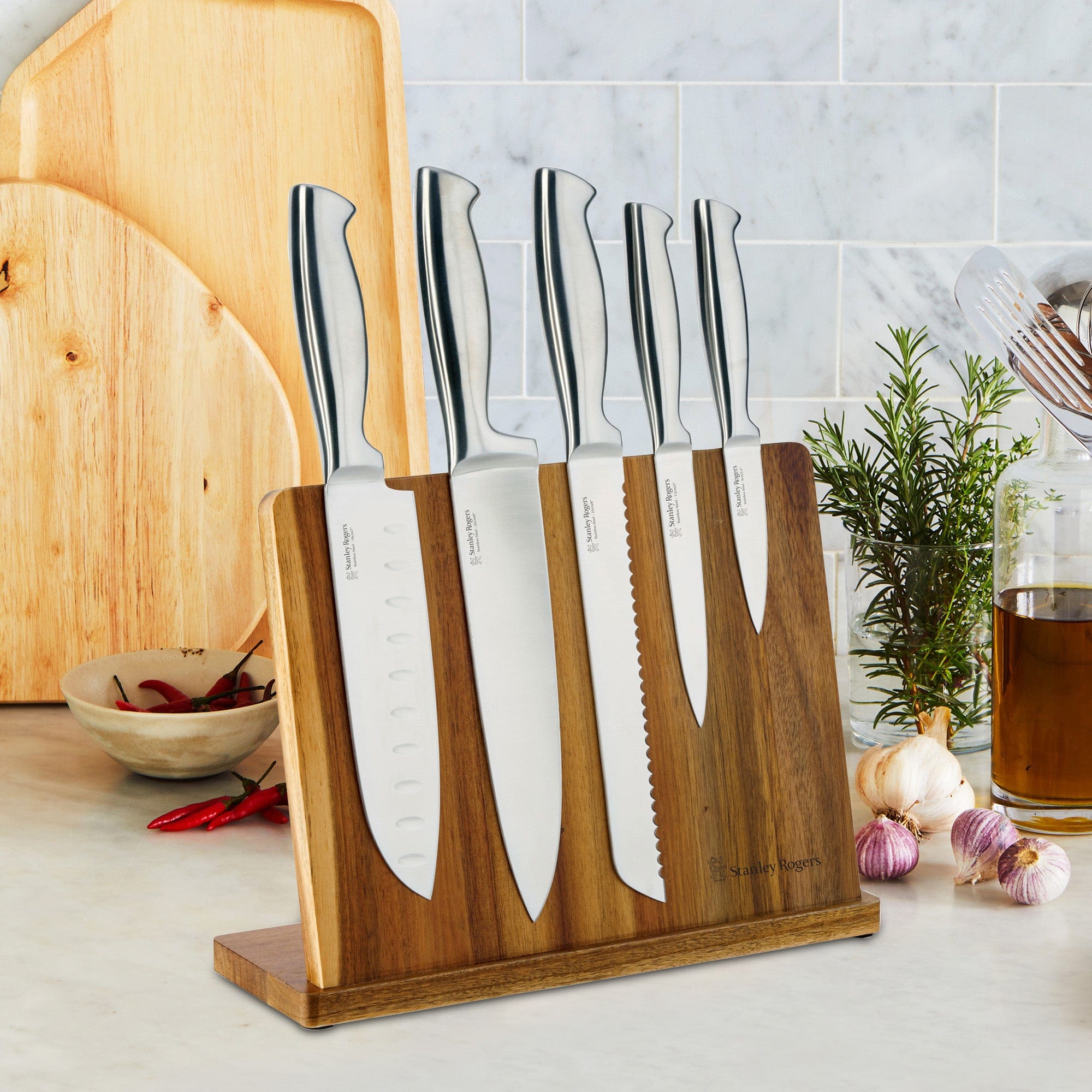 Stanley Rogers Magnetic Knife Block Set 6 Piece