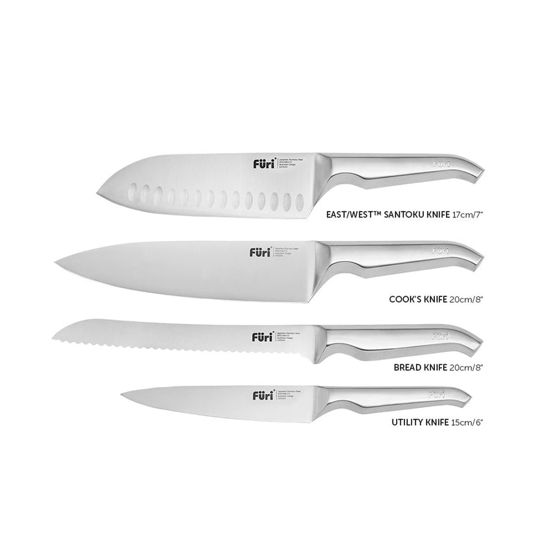Furi Radial Stone 5 Piece Knife Block Set - Snow