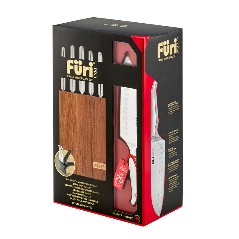 Furi Pro 7 Piece Acacia Knife Block Set