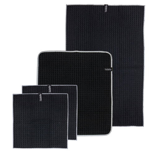 Ladelle Mega Waffle Microfibre Black Kitchen Set