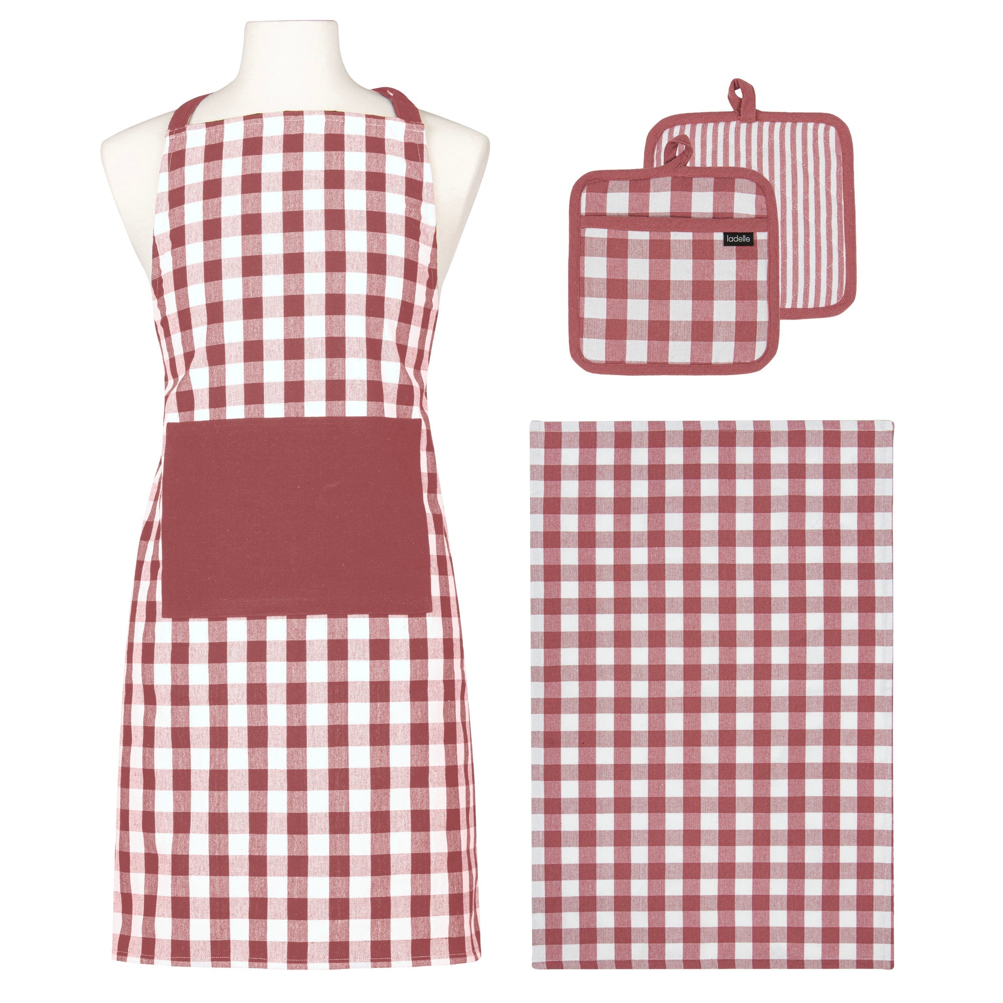 Ladelle Eco Gingham Blush Kitchen Accessories Set