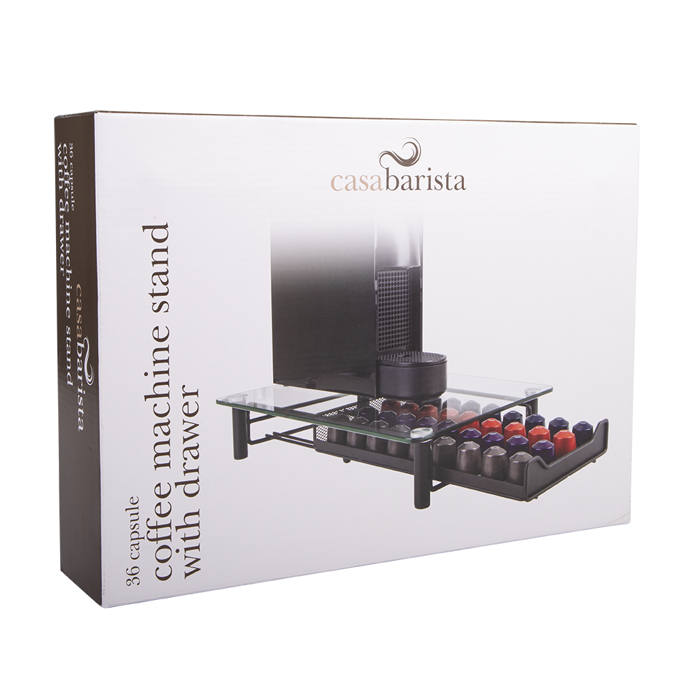 Casabarista Coffee Machine Stand with 36 Capsule Drawer – Nespresso Compatible