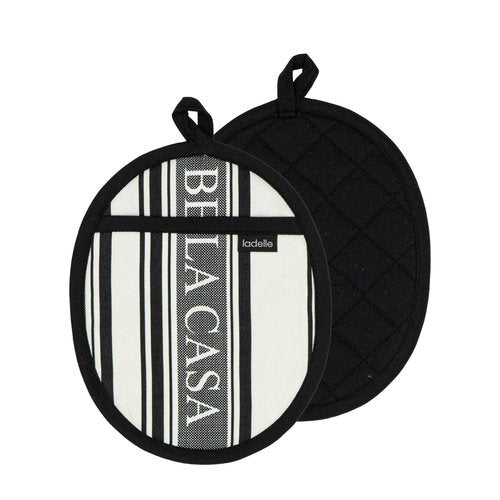 Ladelle Bella Casa Black 2pk Pot Holder