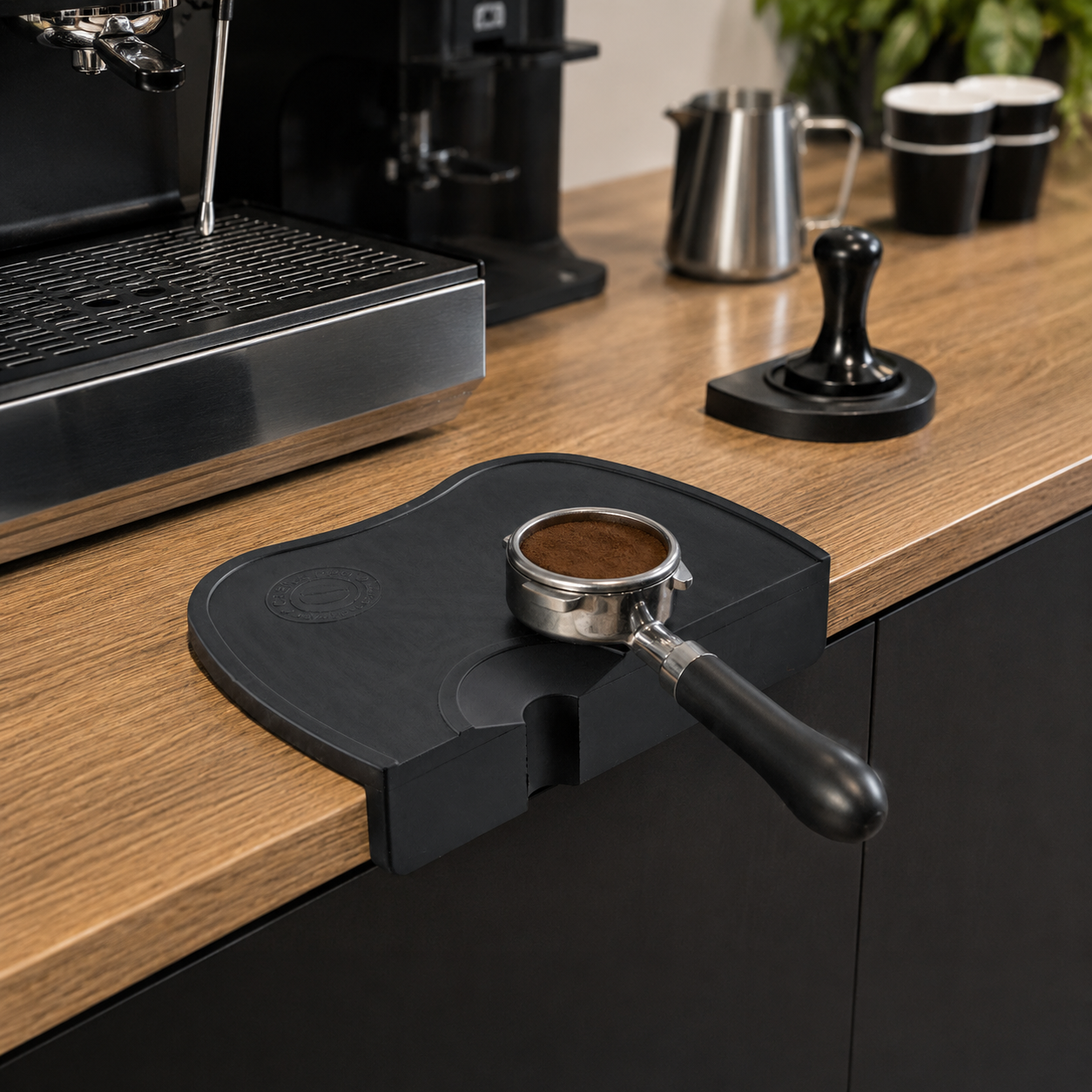 Crema Pro Tamper Station with Overhang Black