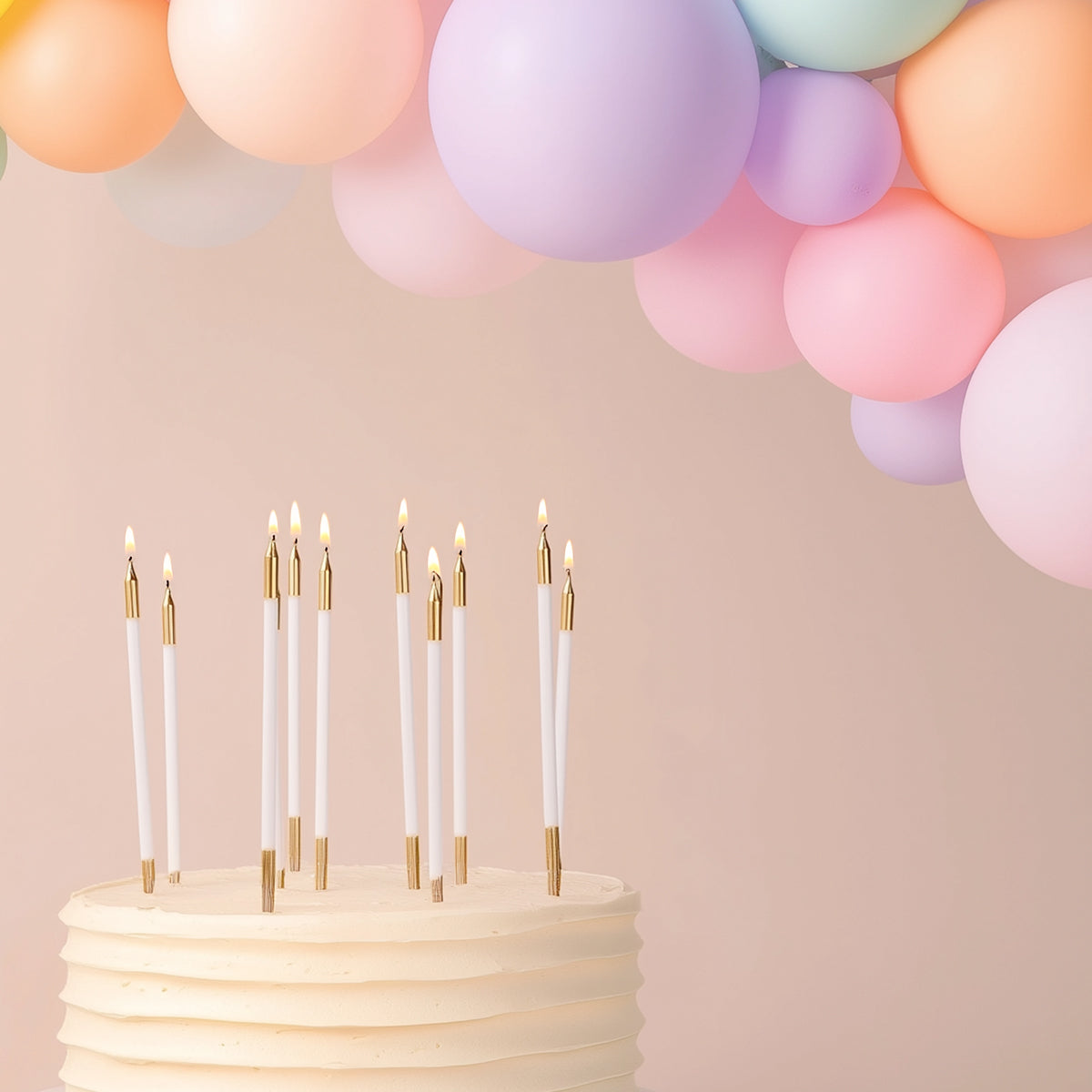 Cake & Candle Double Dipped Cake Candles Gold & White 15cm 12 Pack