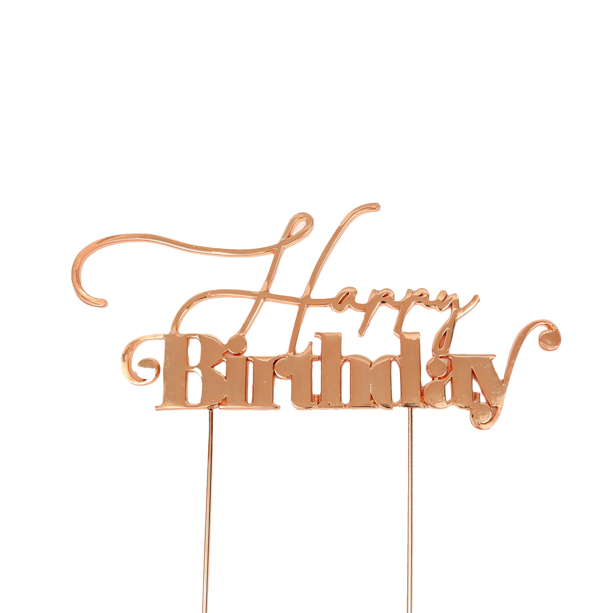 Cake & Candle Metal Cake Topper Happy Birthday 1 Rose Gold
