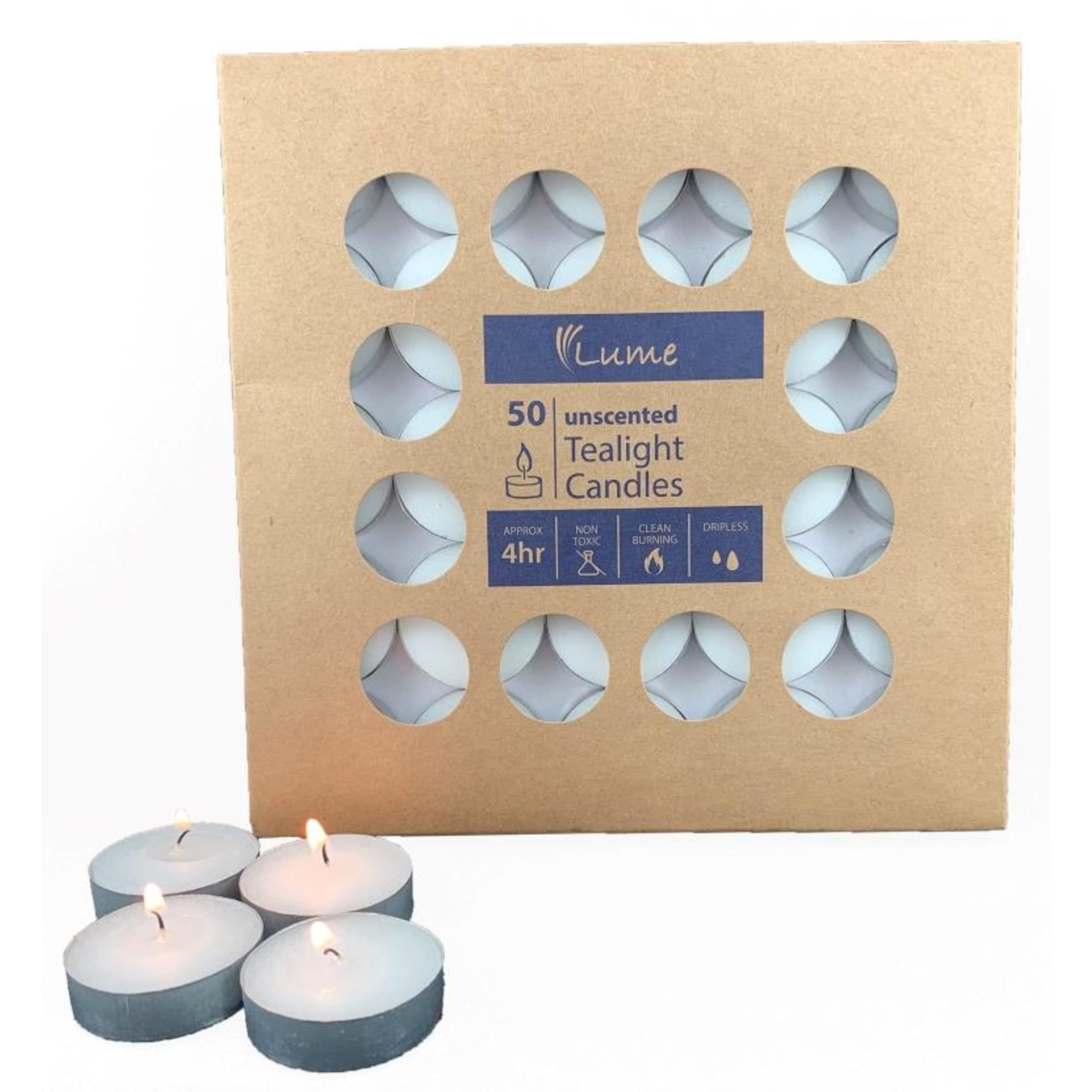 Lume Tealight Candles 4 Hour x 10 (50 Pack)
