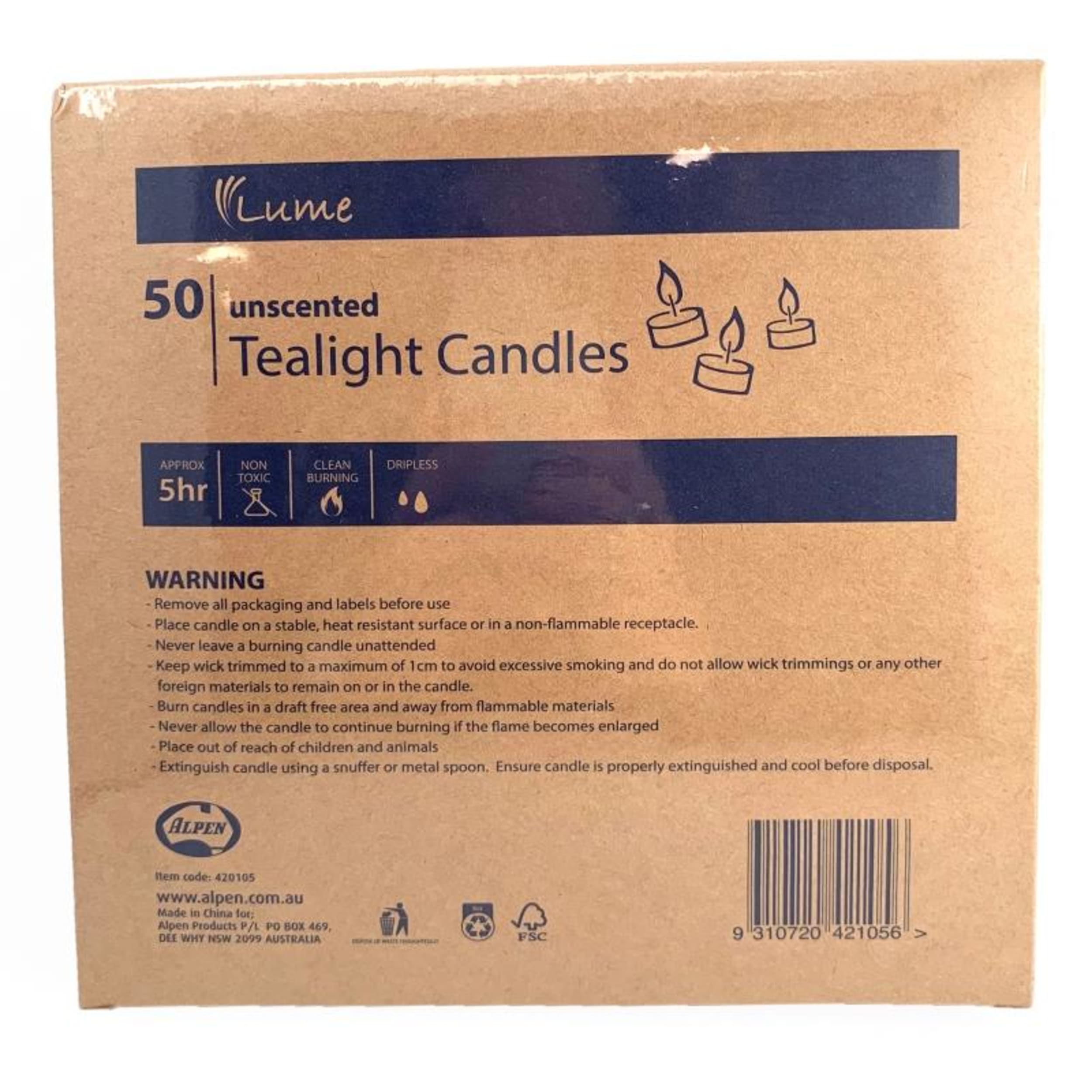 Lume Tealight Candles 5 Hour x 10 (50 Pack)