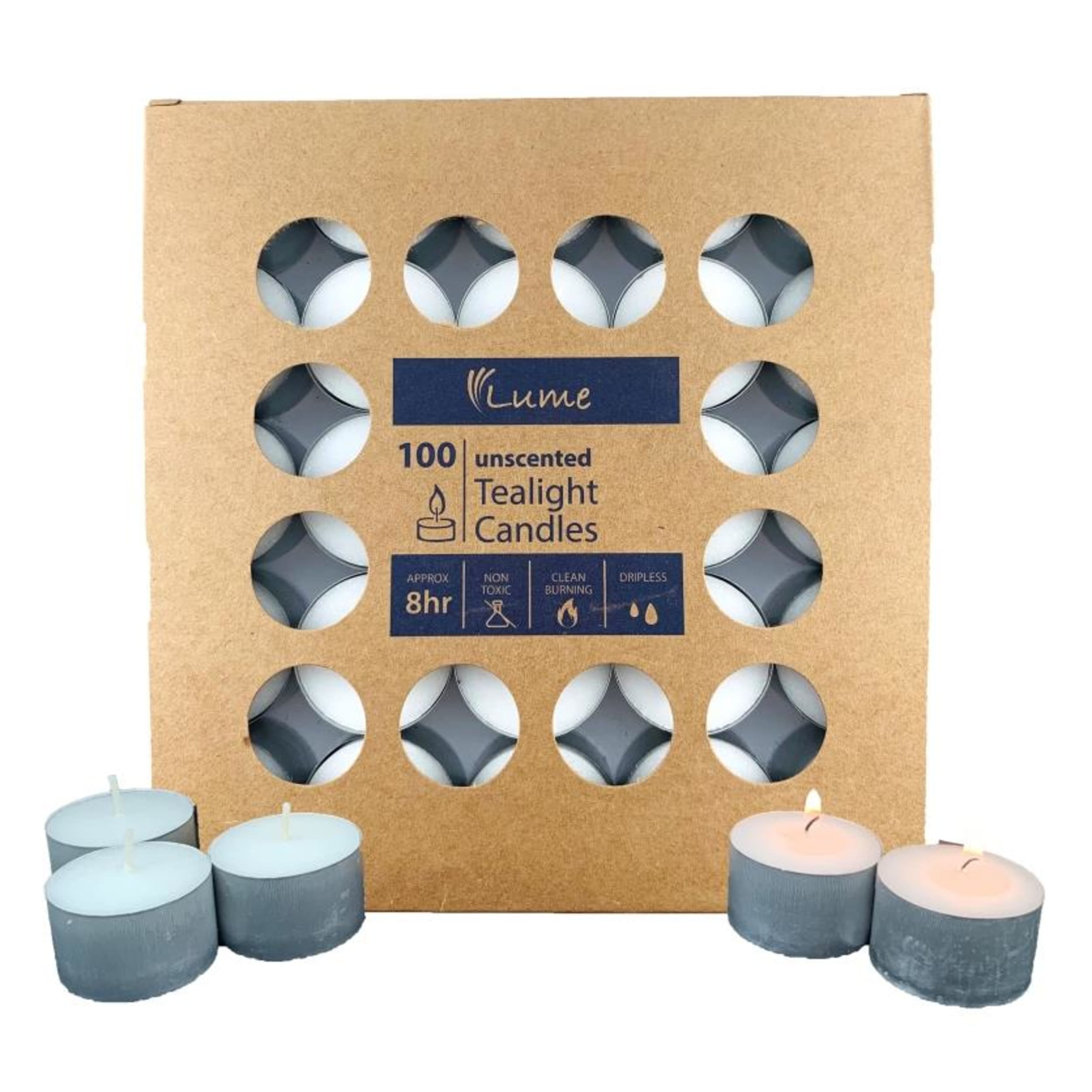 Lume Tealight Candles 8 Hour x 3 (100 Pack)