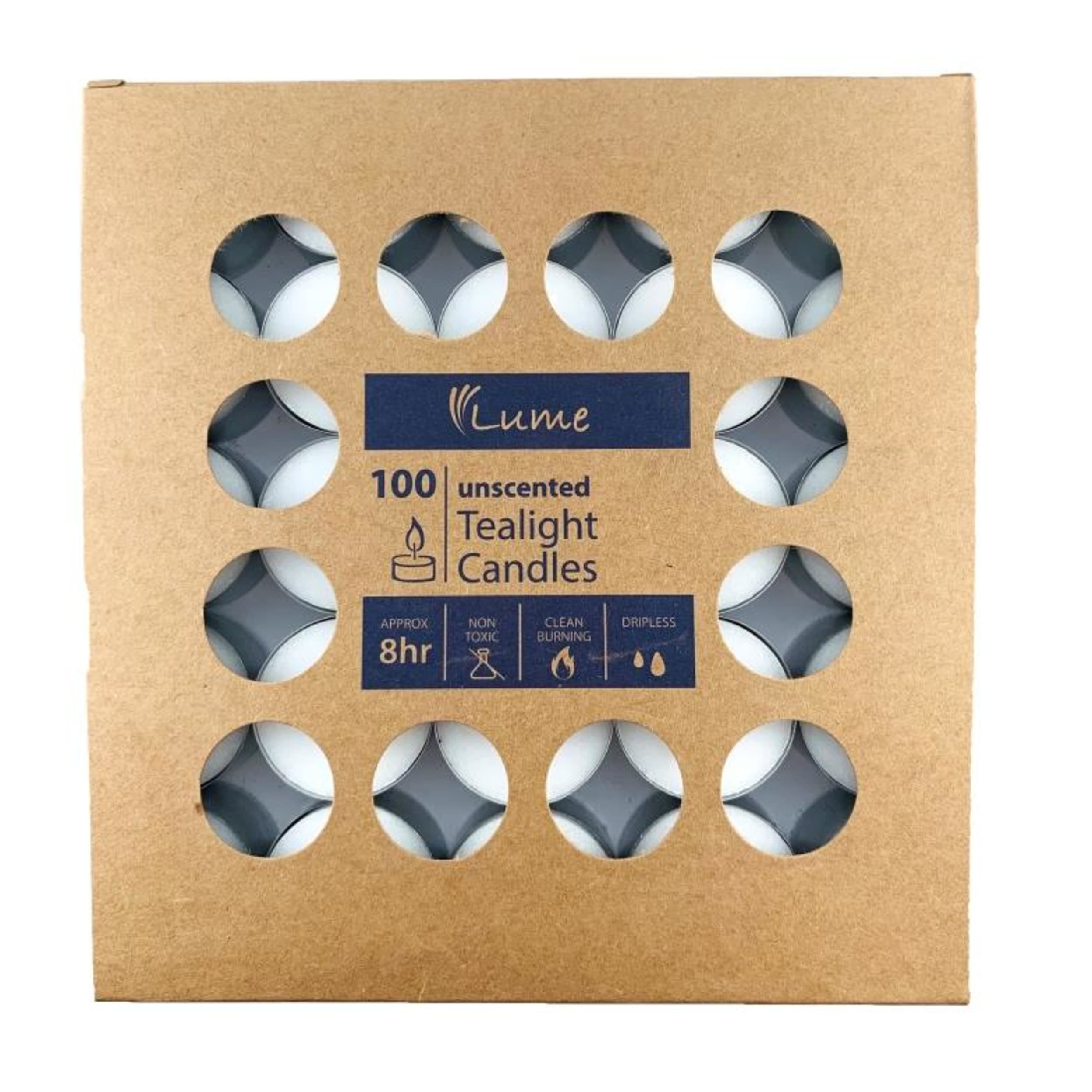 Lume Tealight Candles 8 Hour x 3 (100 Pack)