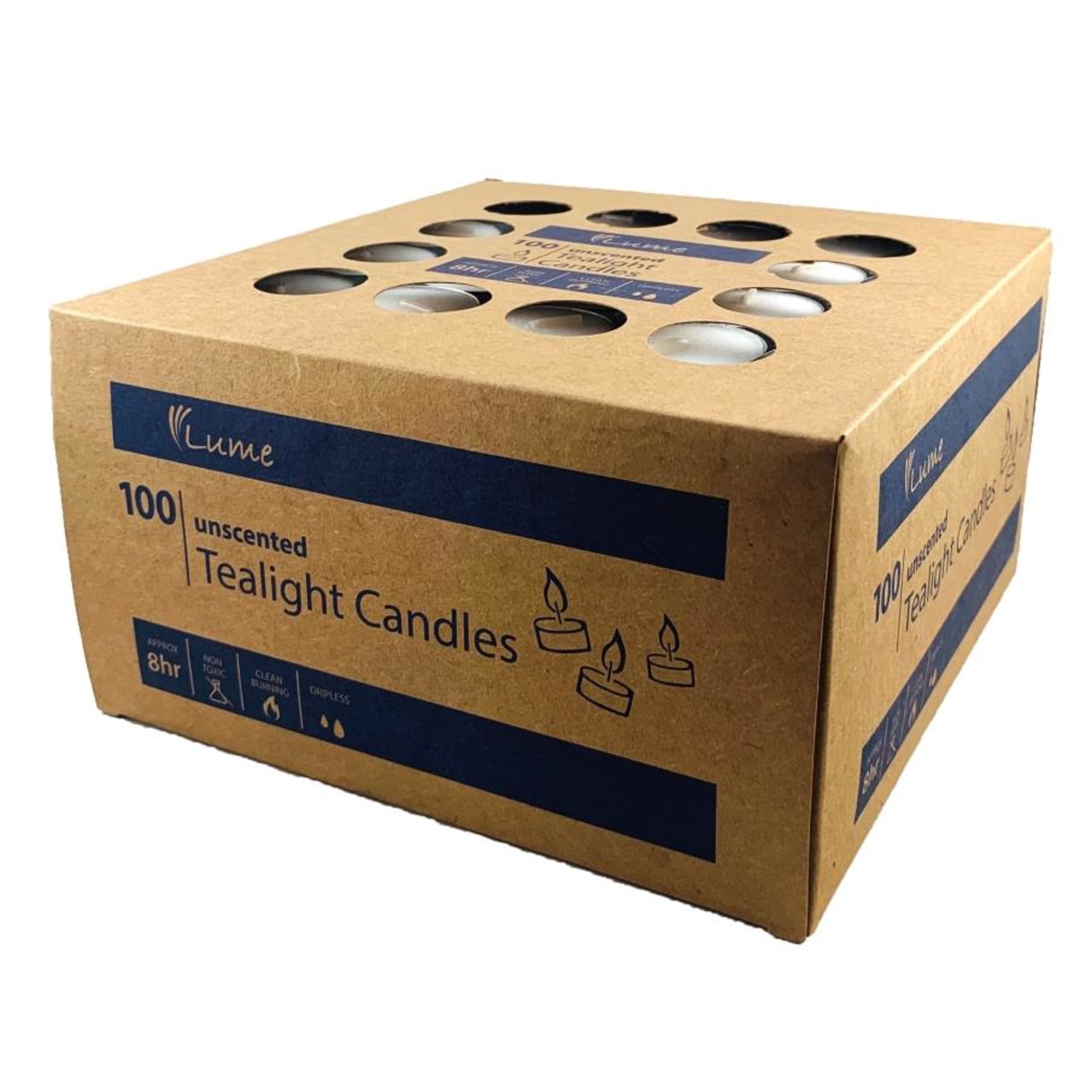 Lume Tealight Candles 8 Hour x 3 (100 Pack)