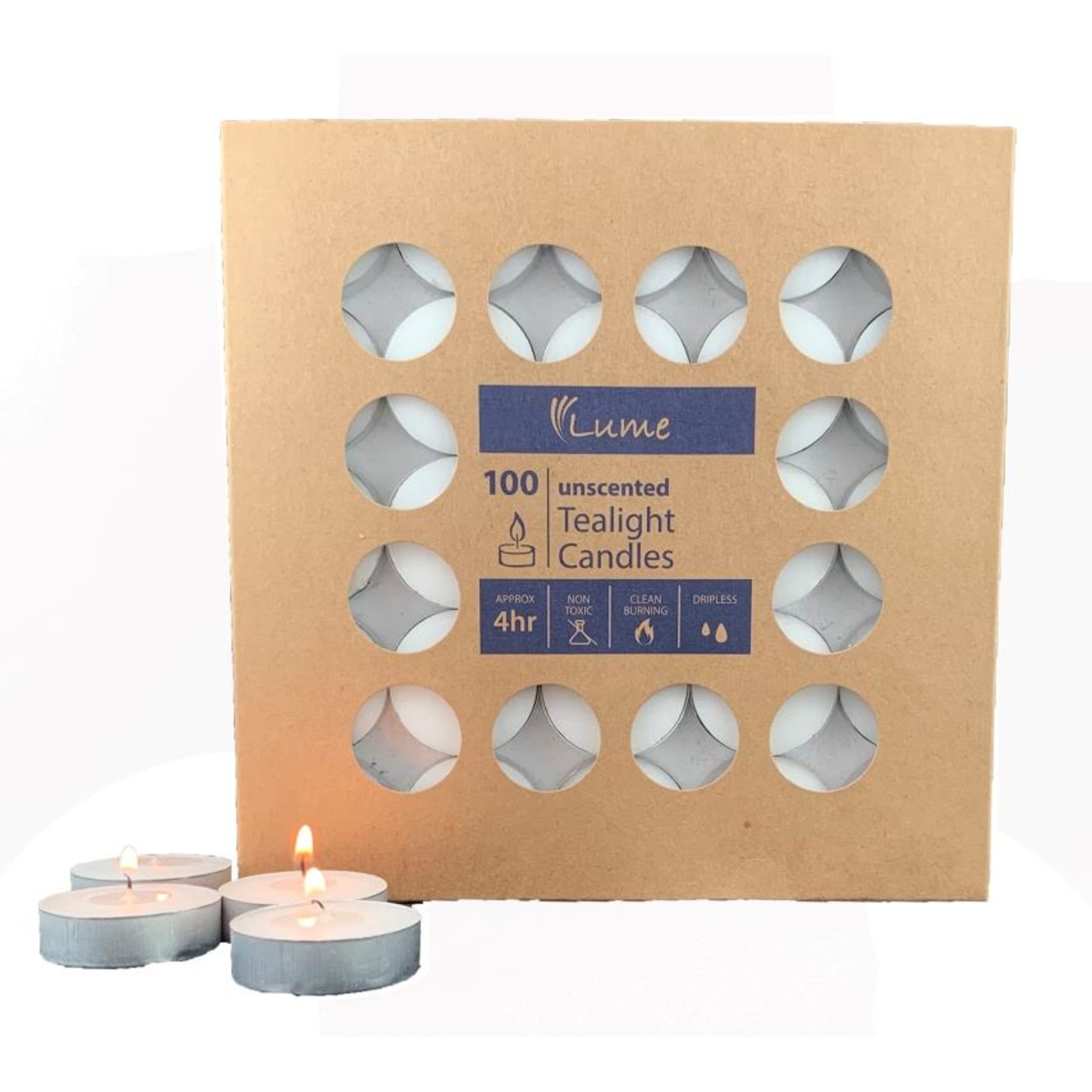 Lume Tealight Candles 4 Hour x 10 (100 Pack)