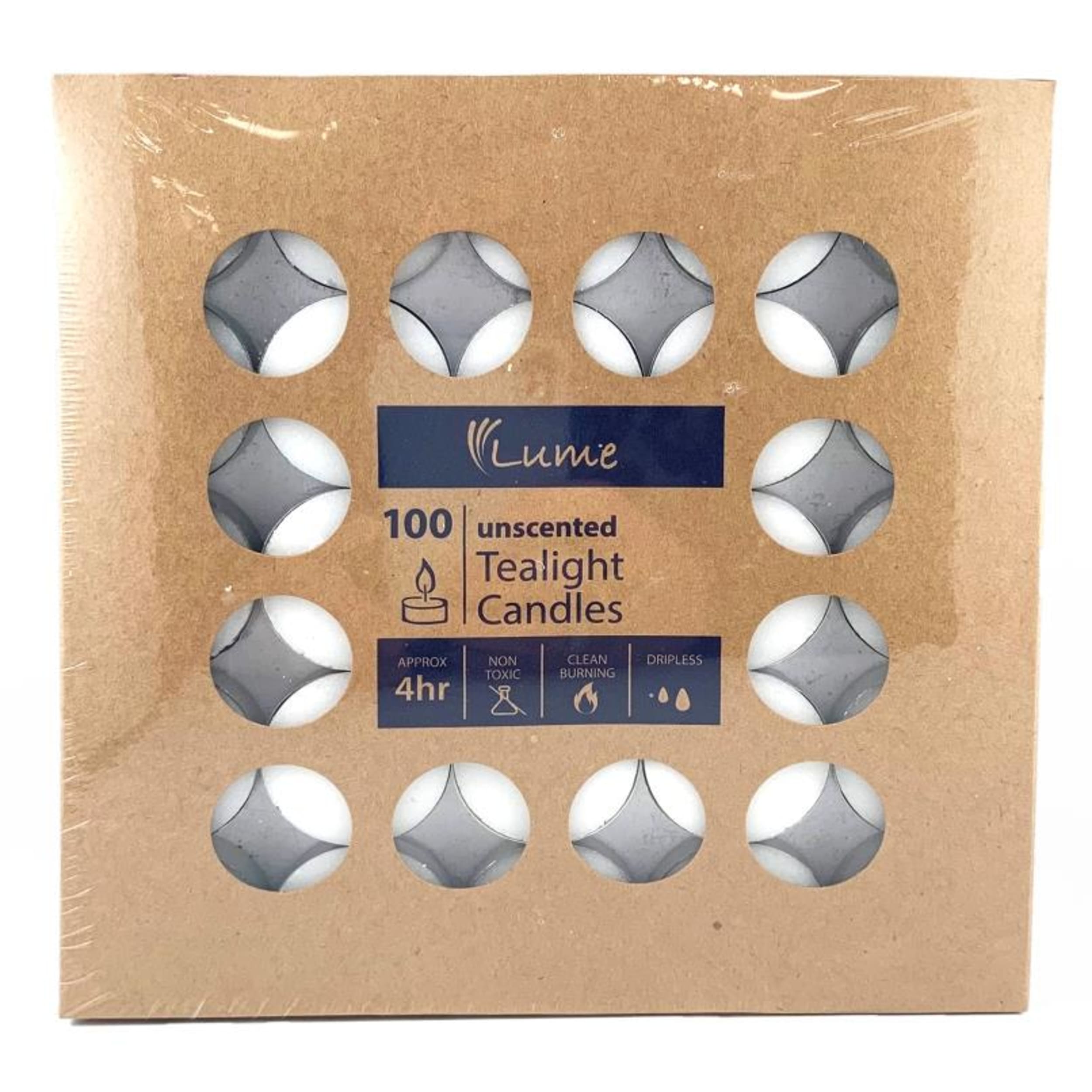 Lume Tealight Candles 4 Hour x 10 (100 Pack)