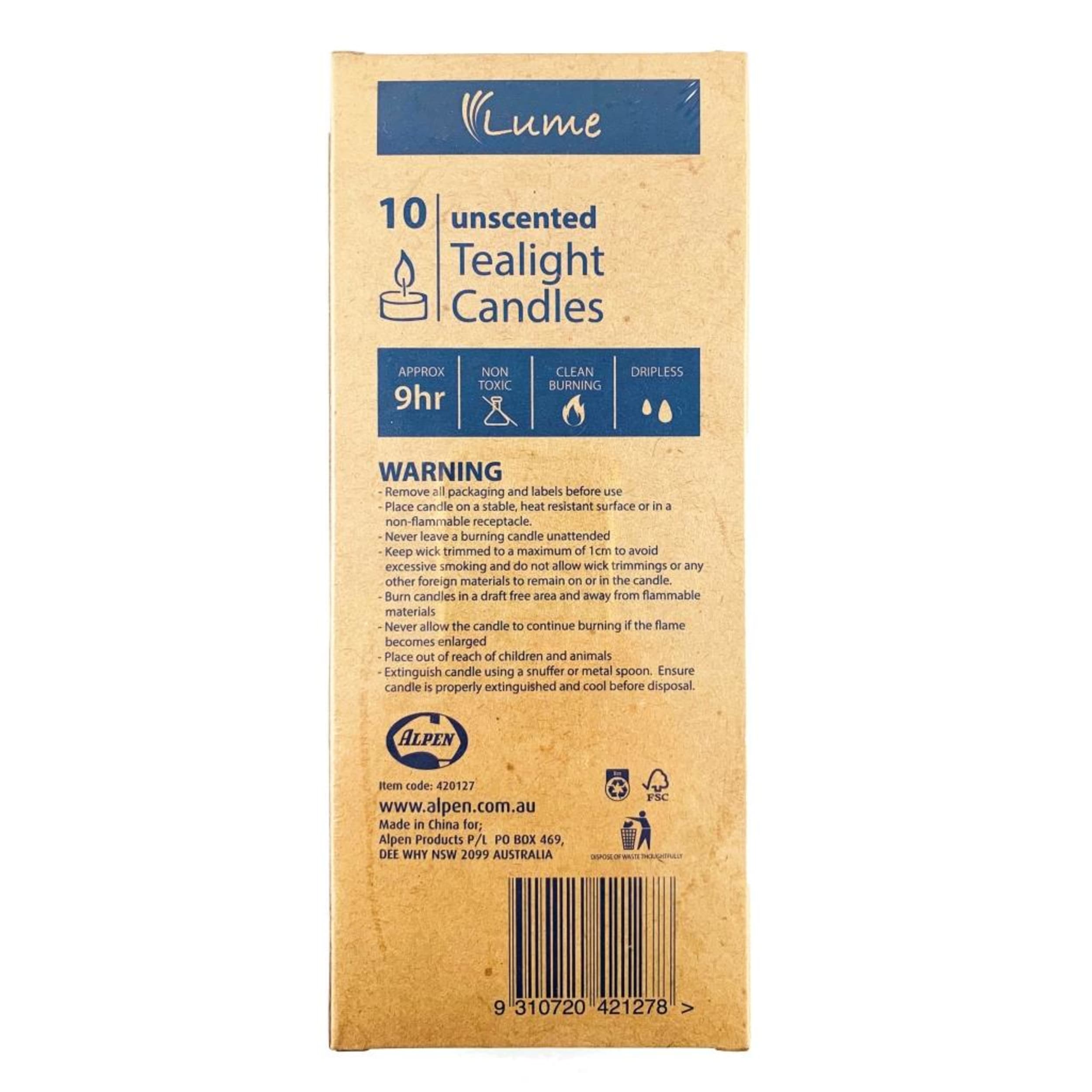 Lume Tealight Candles 9 Hour (10 Pack)