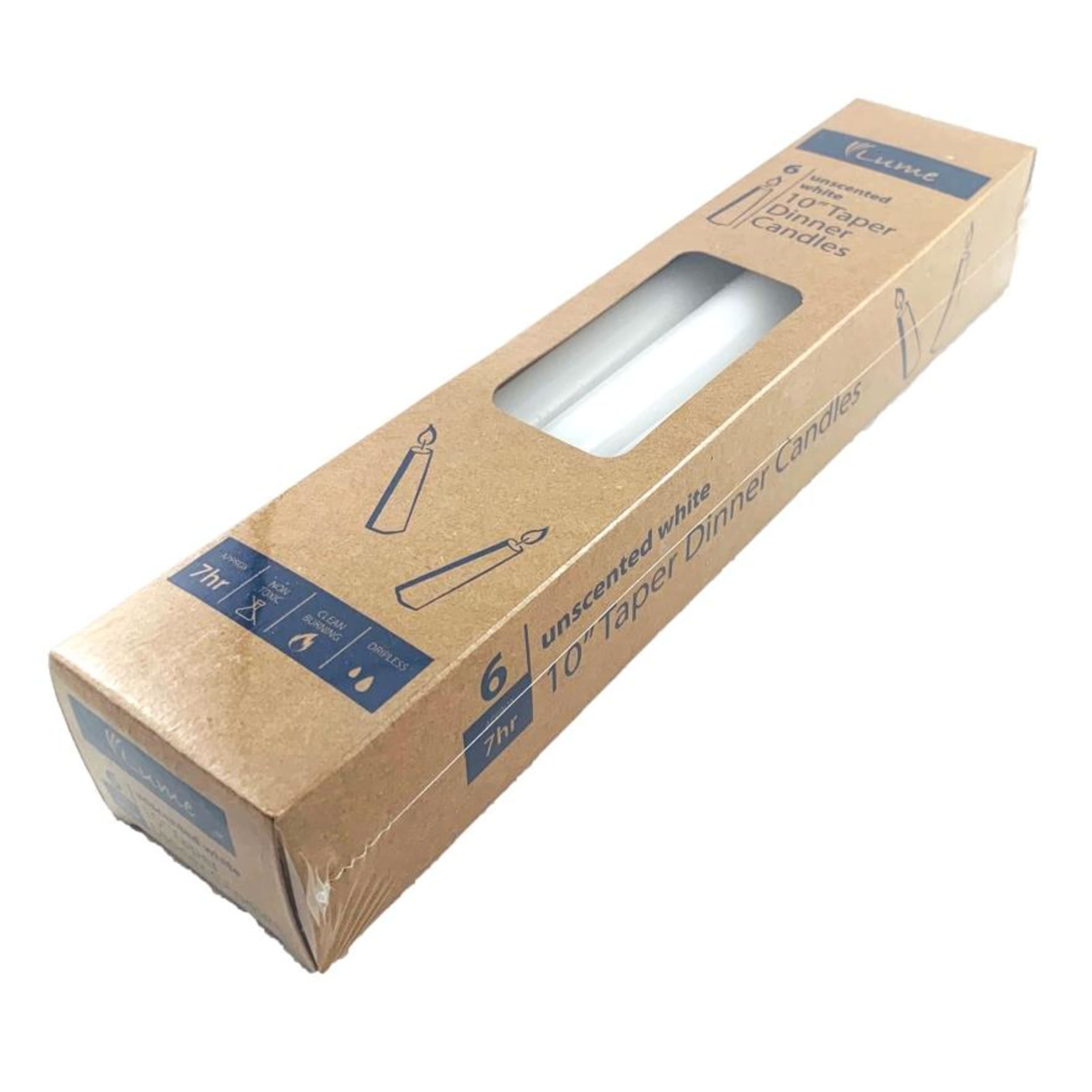 Lume Taper Dinner Candles White 250x20mm (6 Pack)