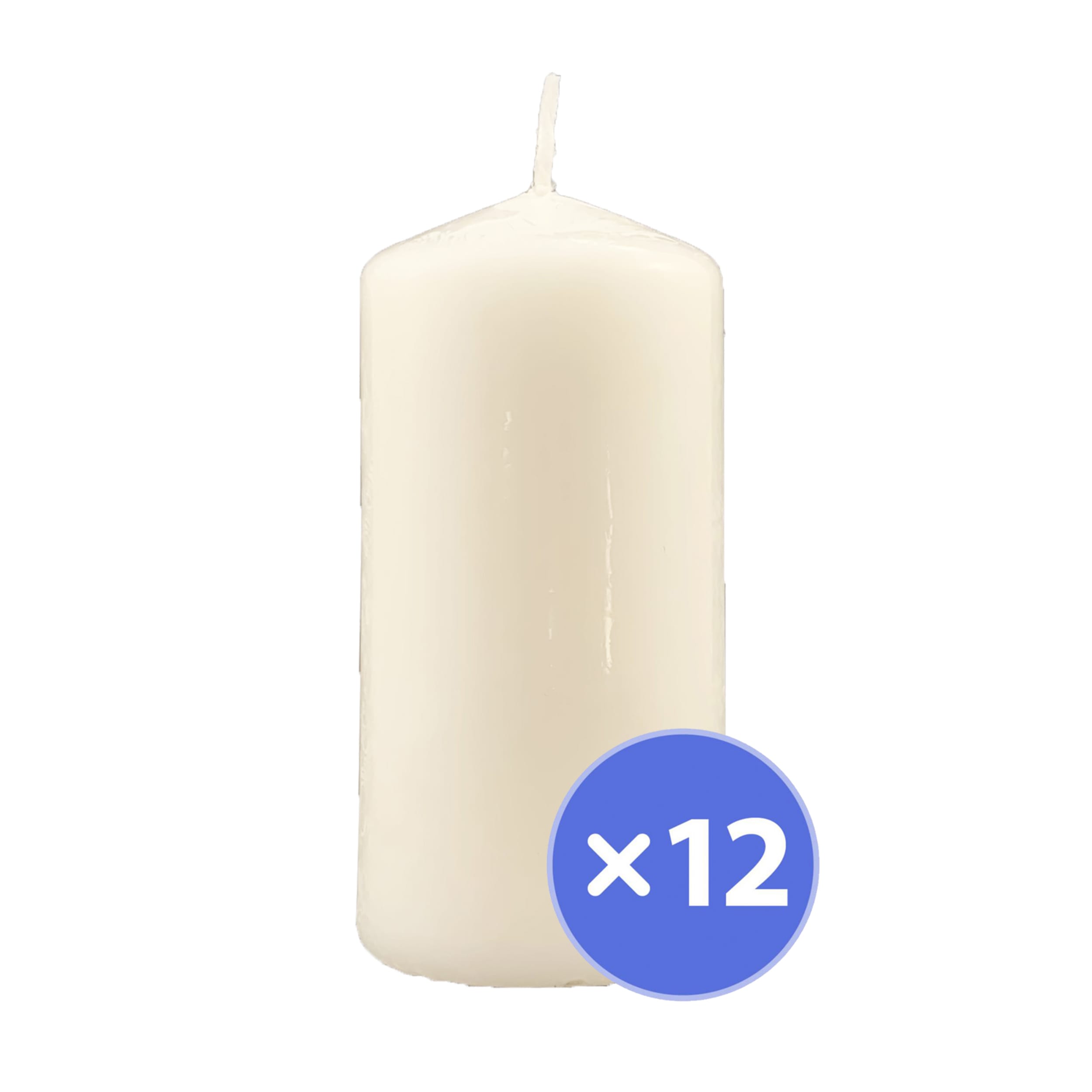 Lume Pillar Candles 100x50mm White (12 Pack)