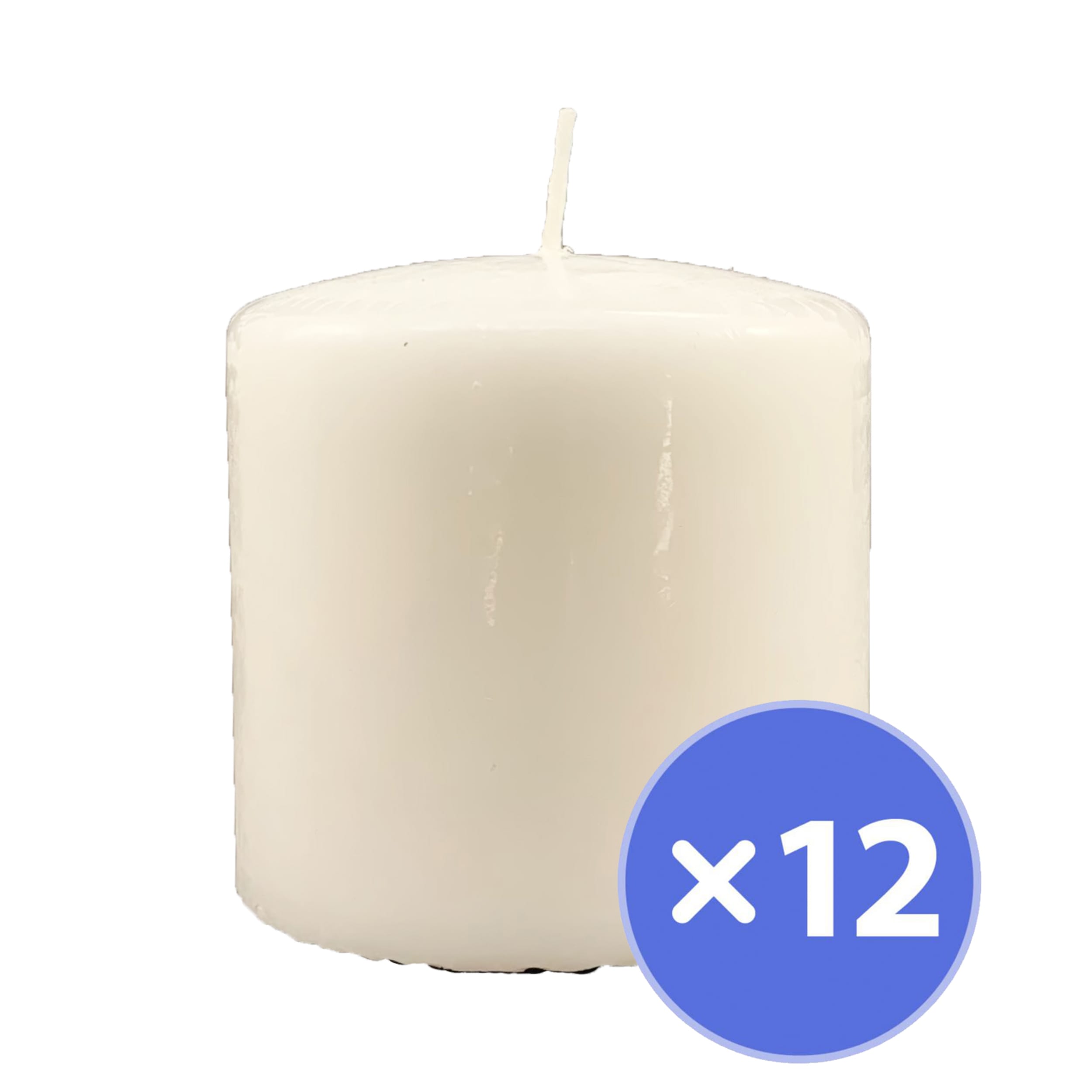 Lume Pillar Candles 75x75mm White (12 Pack)