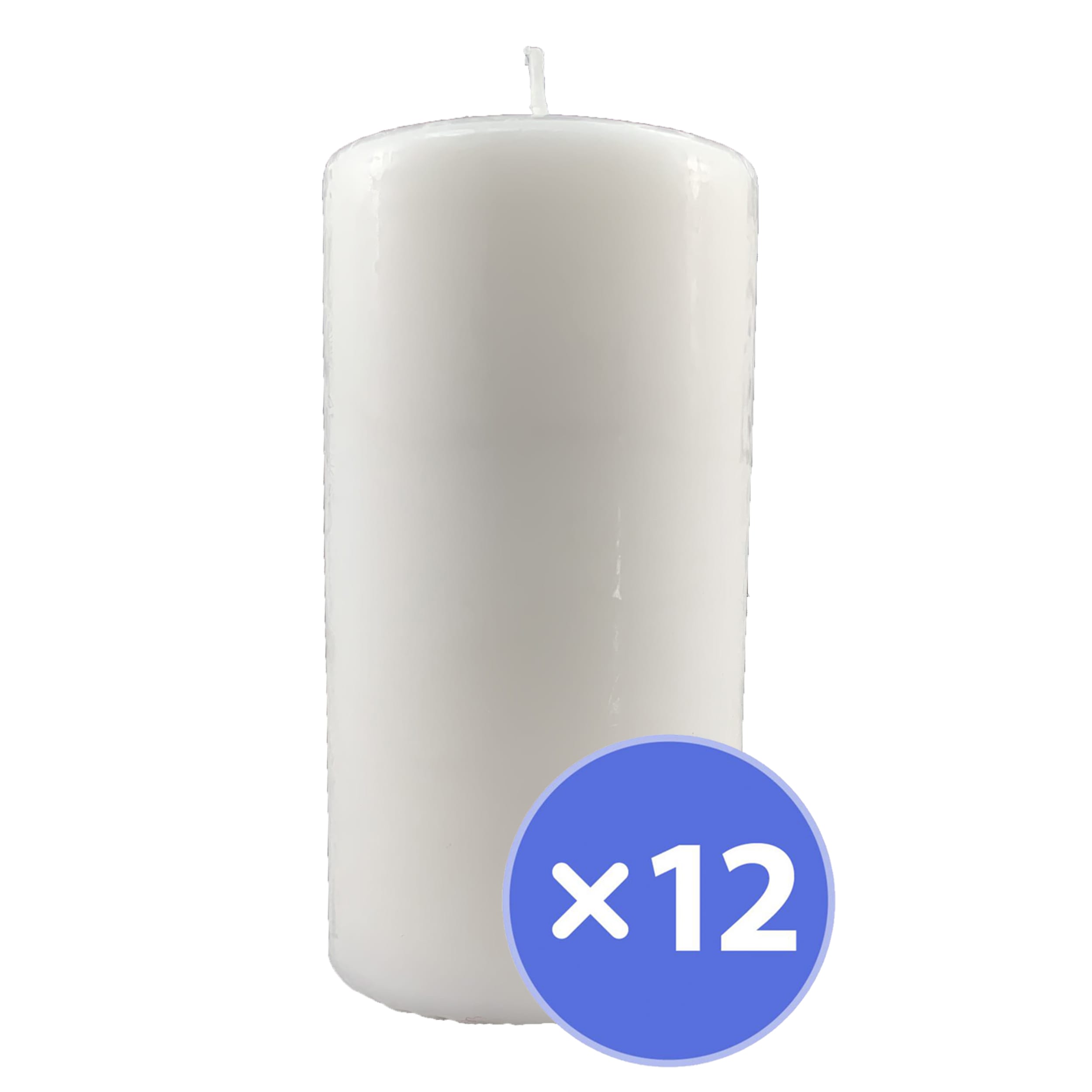 Lume Pillar Candles 150x75mm White (12 Pack)