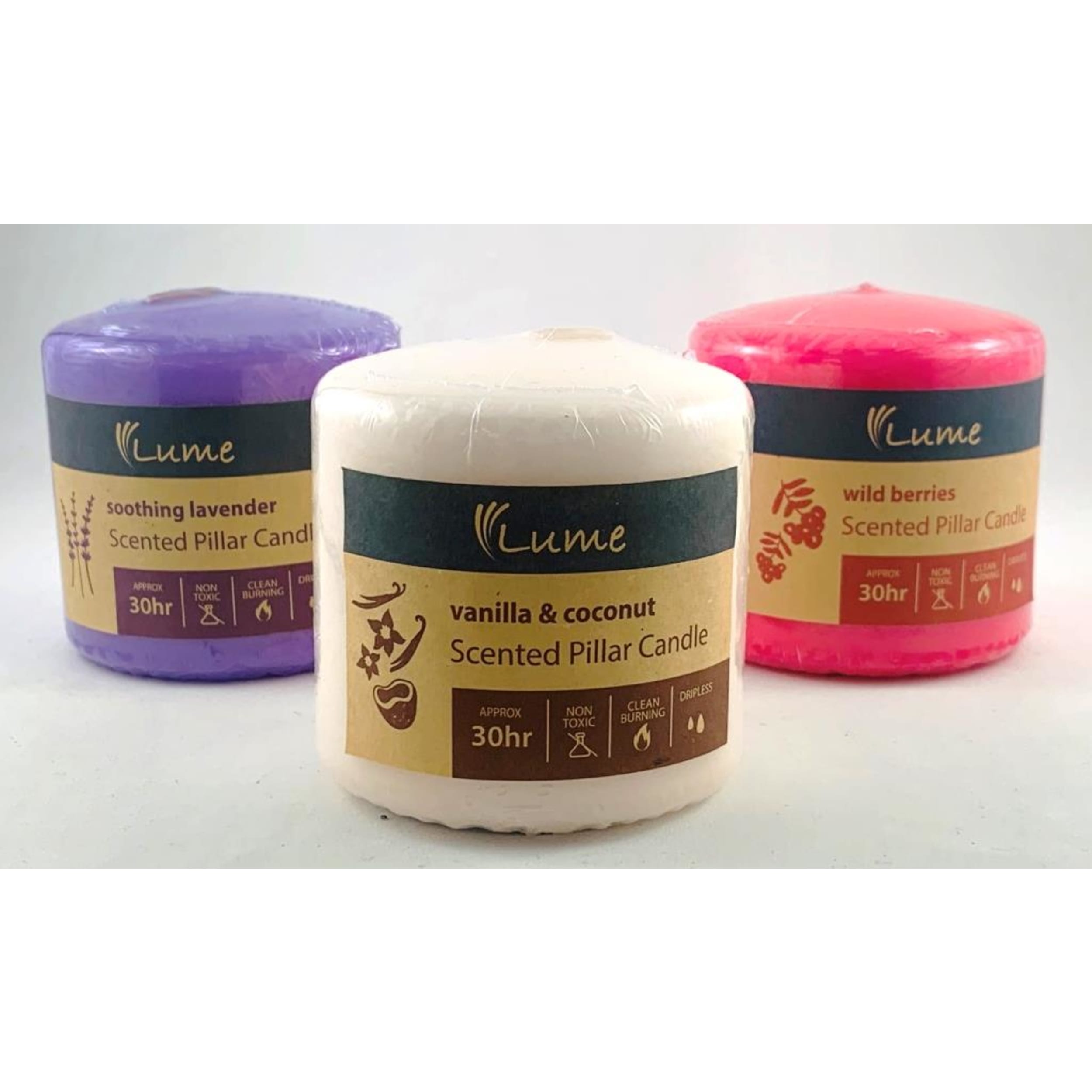 Lume Scented Pillar Candle 75x75mm (12 Pack)
