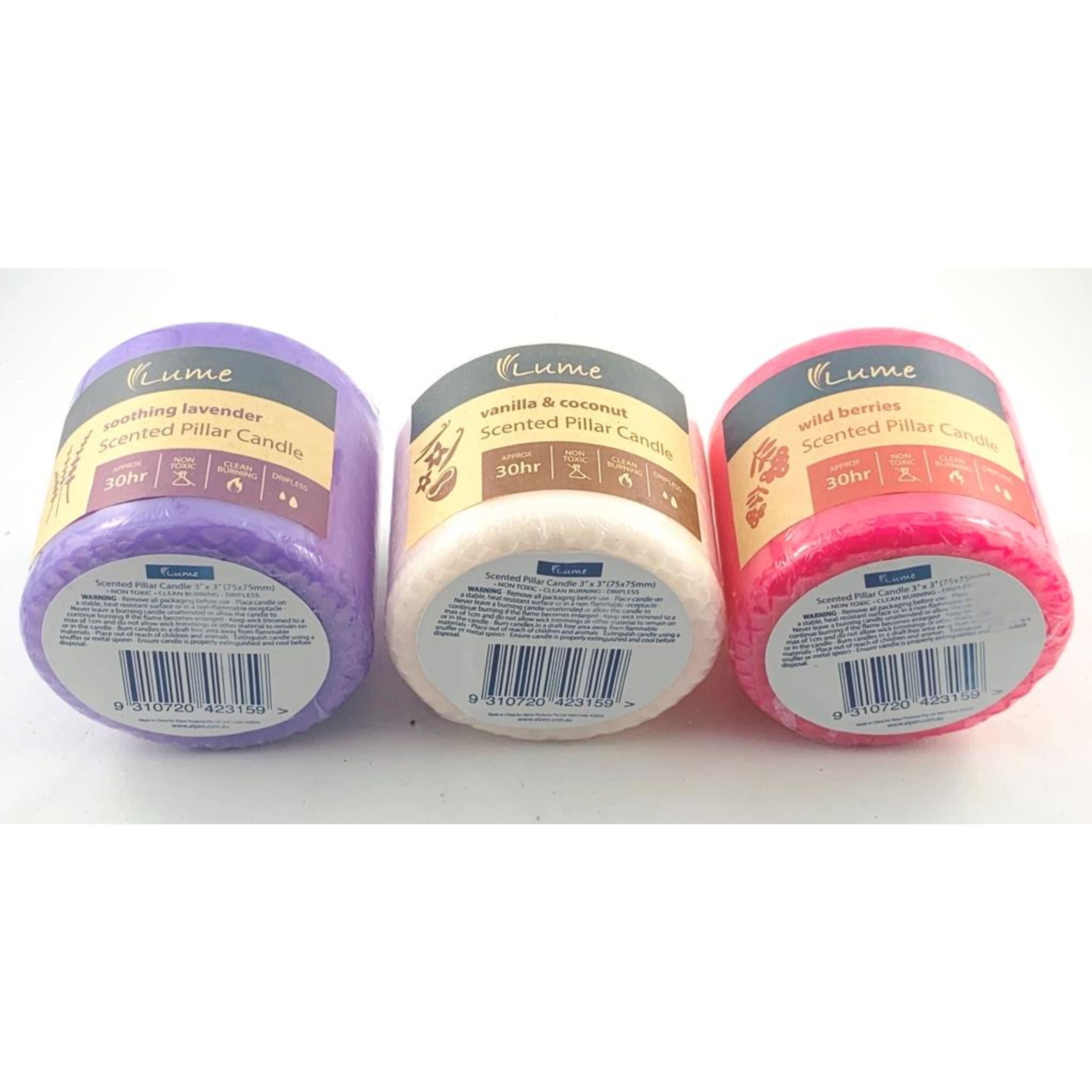 Lume Scented Pillar Candle 75x75mm (12 Pack)