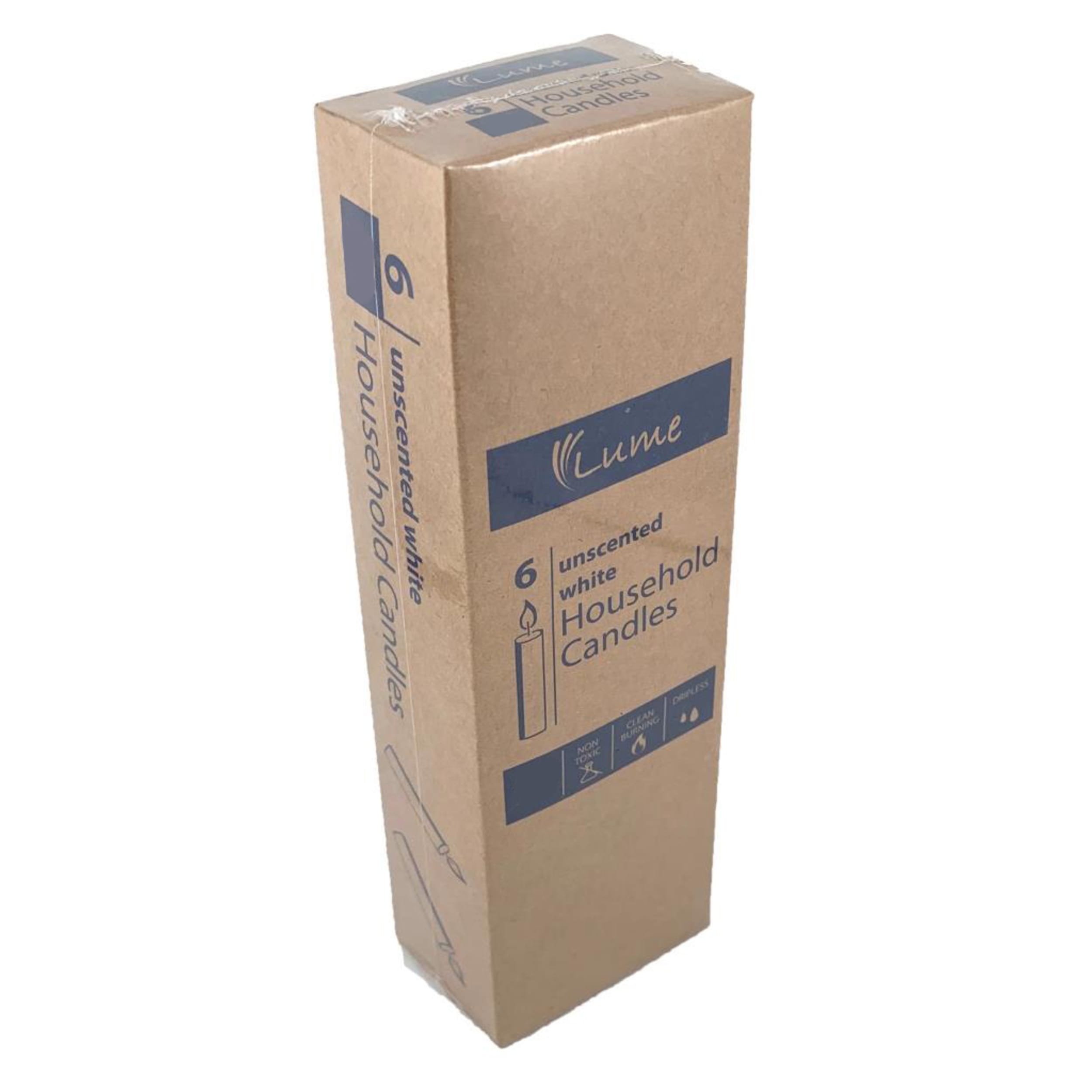 Lume Household Economy Candles 200x20mm White (6 Pack)