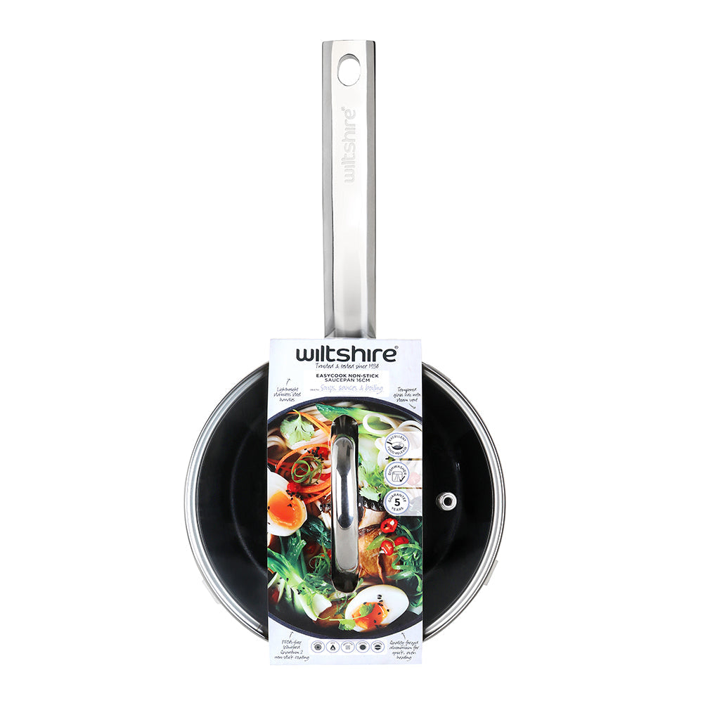Wiltshire Easycook Blue Non-stick Saucepan 16cm With Glass Lid