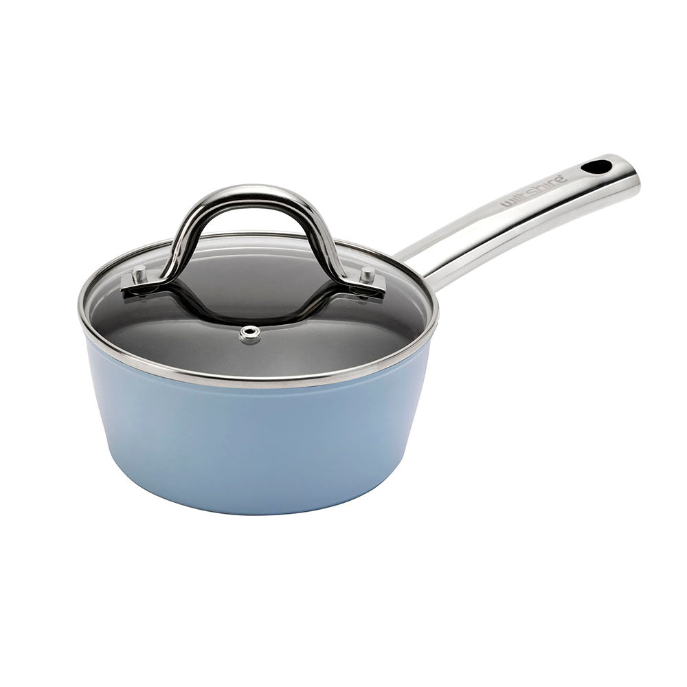 Wiltshire Easycook Blue Non-stick Saucepan 16cm With Glass Lid