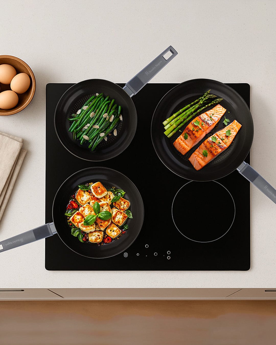 Stanley Rogers Statement Ceramic Non-Stick Recycled Aluminium 3 Piece Frypan Set