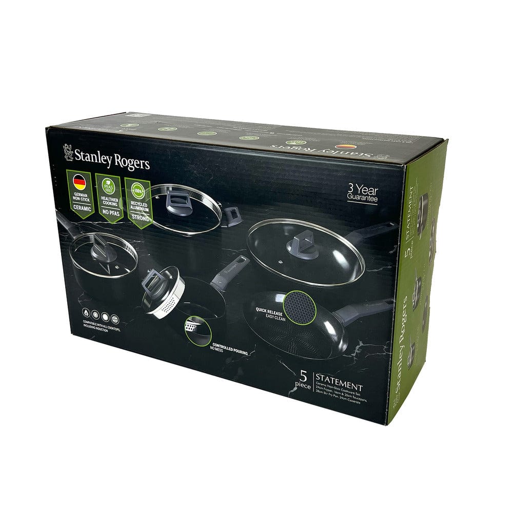 Stanley Rogers Statement Ceramic Non-Stick Recycled Aluminium 5 Piece Cookware Set