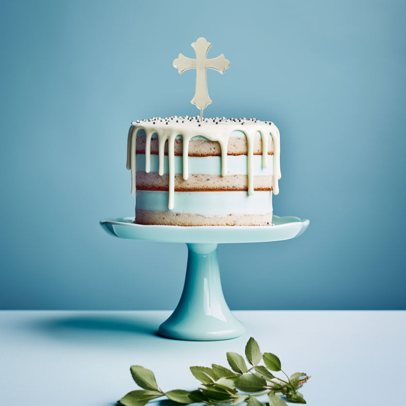 Cake & Candle Silver Plated Cake Topper Cross
